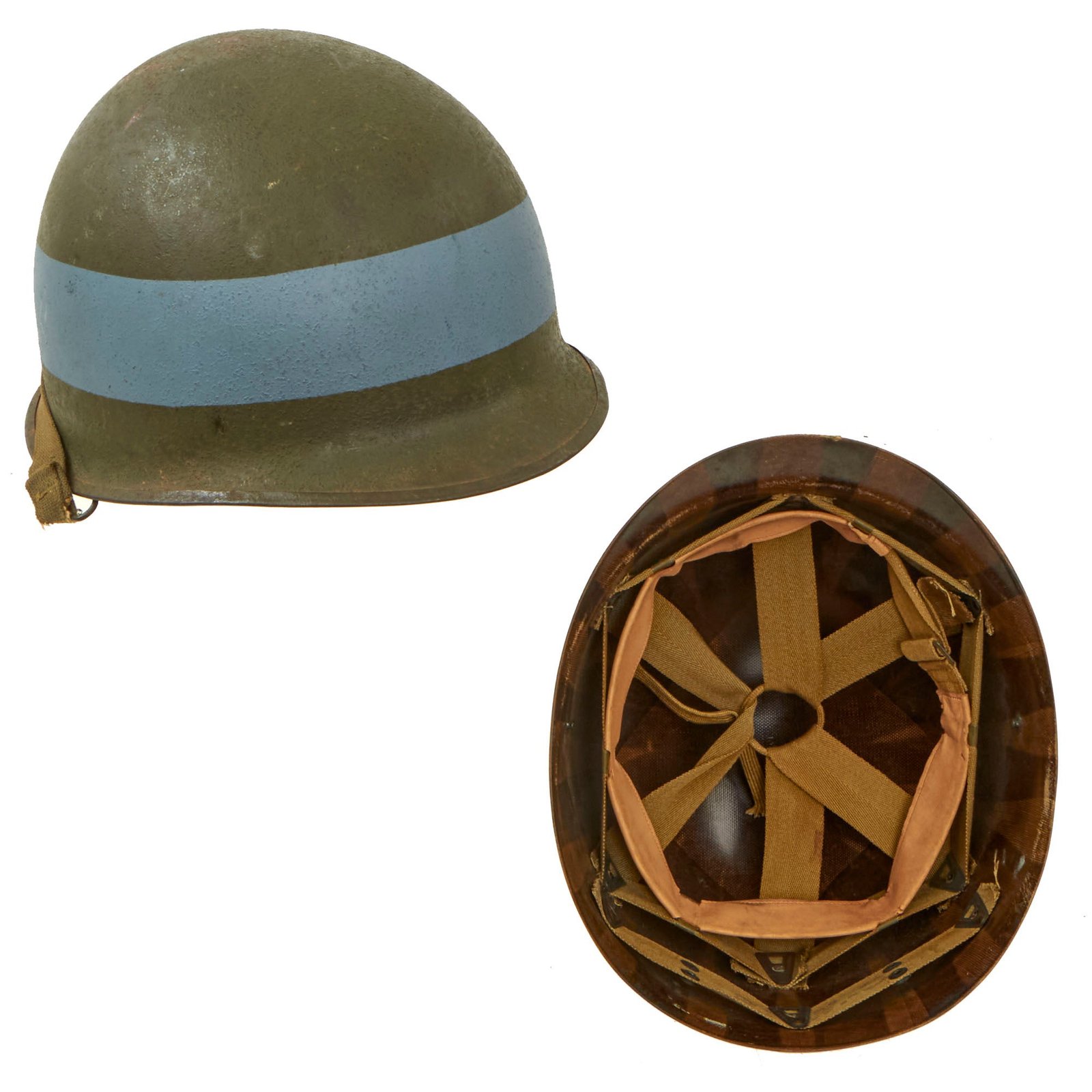 Buy Original U.S. WWII Late War US Navy Beach Battalion NBB Painted McCord Rear Seam Swivel Bale M1 Helmet with Seaman Liner | Original Firearms Antique For Sale