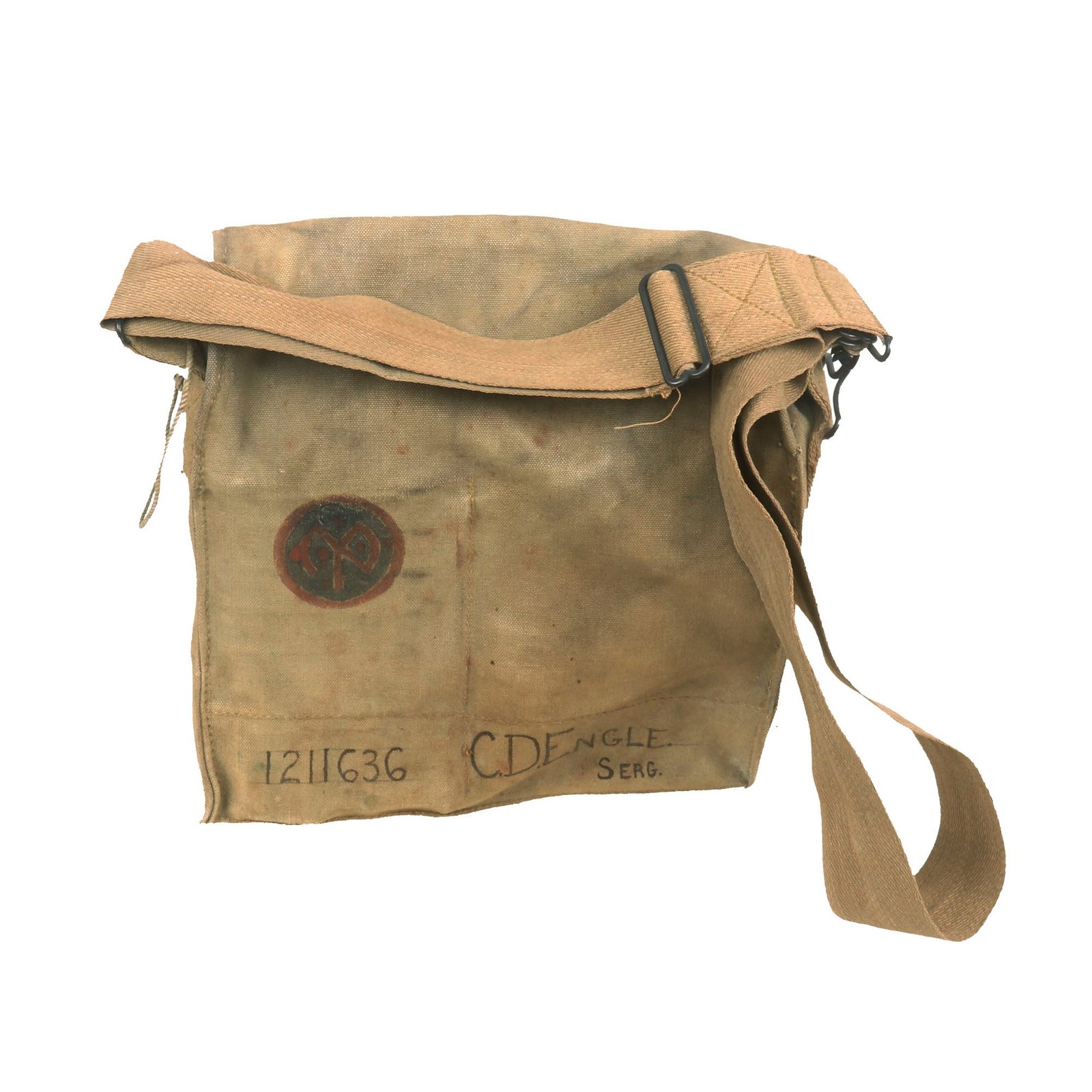 Buy Original U.S. WWI Excellent Named & Painted 27th Division Corrected English Type Box Respirator Gas Mask - 107th Infantry Regiment - Sergeant Charles D. Engle | Original Firearms Antique For Sale
