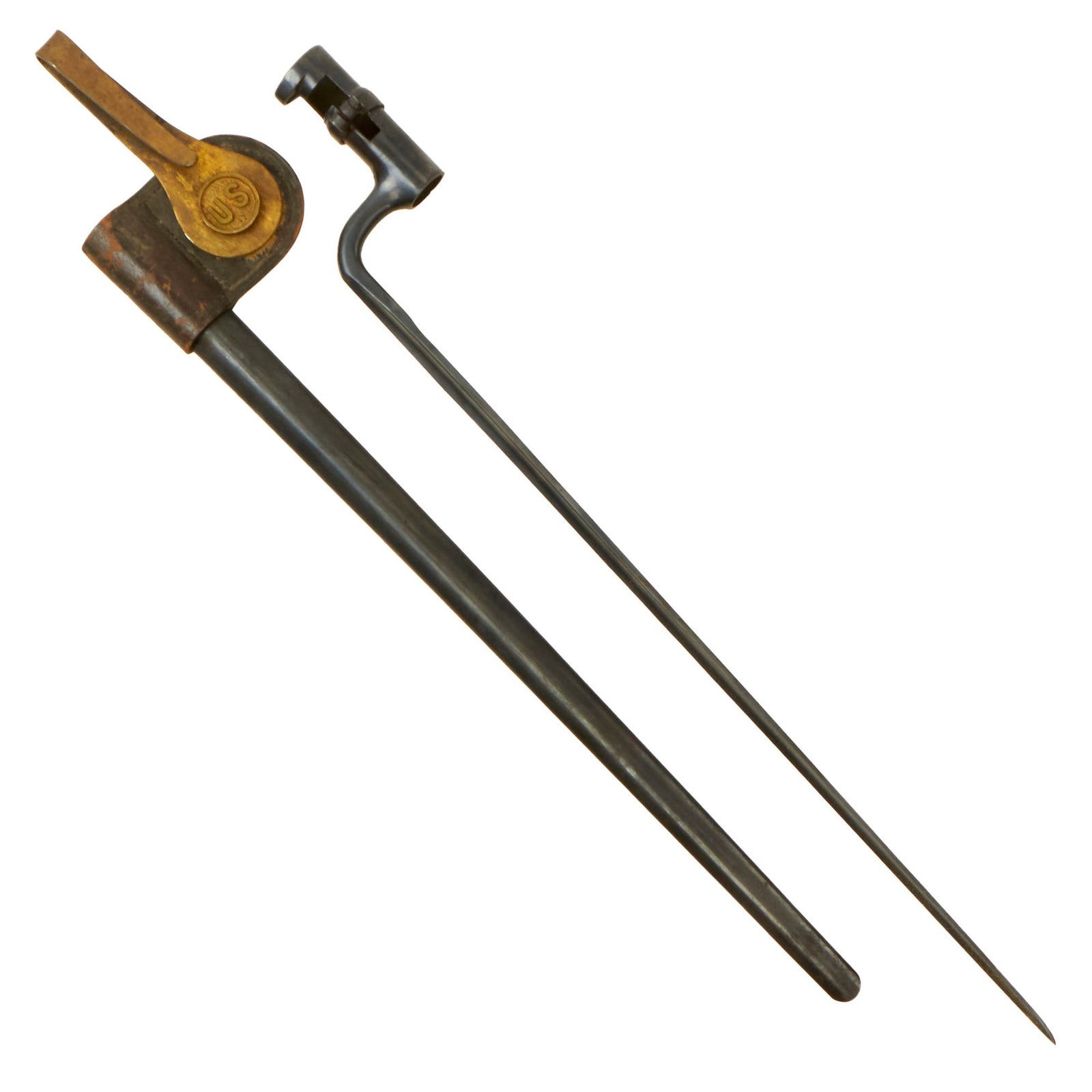 Buy Original U.S. Excellent Springfield Trapdoor M1873 Rifle Socket Bayonet with U.S. Scabbard | Original Firearms Antique For Sale