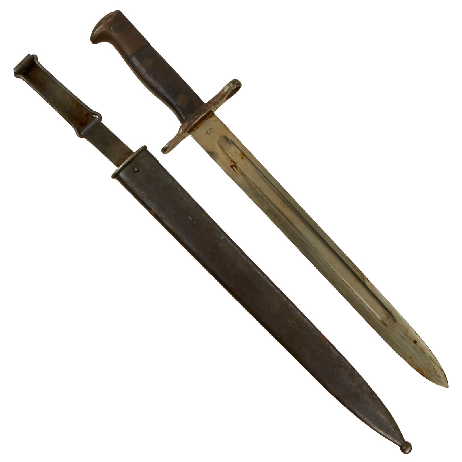 Buy Original U.S. Spanish-American War Model 1892 Krag Rifle Bayonet and Scabbard - Dated 1897 | Original Firearms Antique For Sale