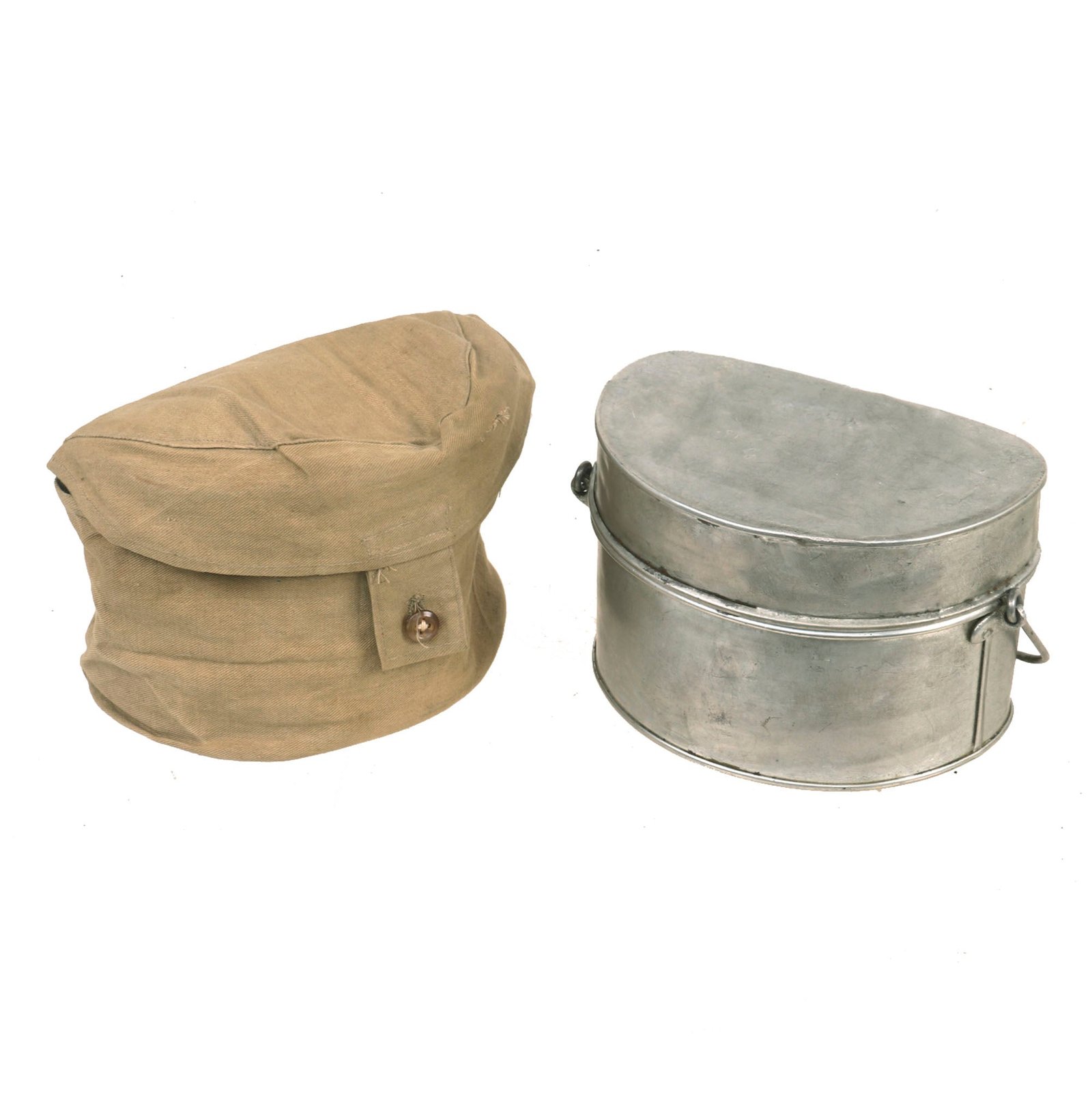 Buy Original British WWI D-Shape Mess Kit Tin with Rare Canvas Cover | Original Firearms Antique For Sale