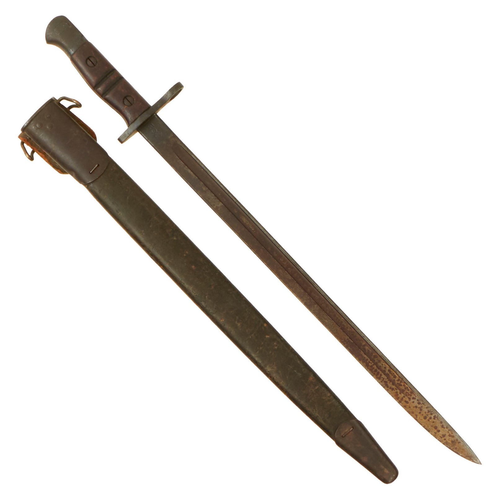 Buy Original U.S. WWI M1917 Enfield Rifle & Trench Gun Bayonet by Remington with Scarce First Pattern Maxim Patent Scabbard - Dated 1917 | Original Firearms Antique For Sale
