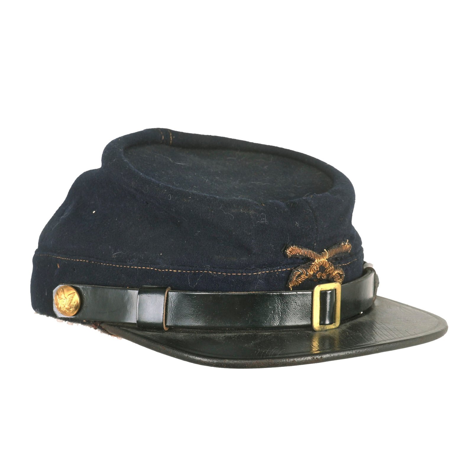 Buy Original U.S. Civil War Federal Cavalry Officer’s Kepi with Bullion Cavalry Insignia - Handsewn Construction & Polished Cotton Lining | Original Firearms Antique For Sale