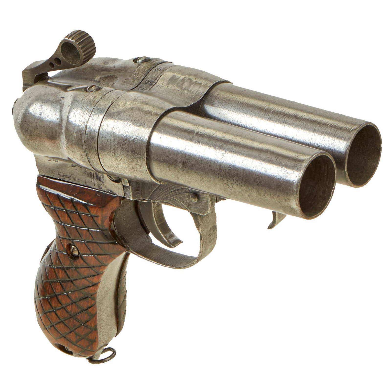 Buy Original Japanese WWII Two Barrel Type 90 Flare Signal Pistol Serial C-9048 with Scrubbed Markings | Original Firearms Antique For Sale