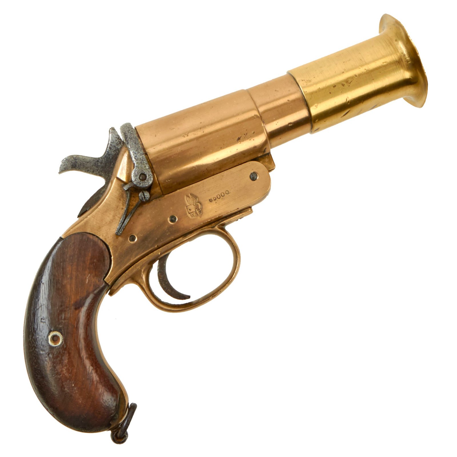 Buy Original British WWI Polished 1917 Dated MkIII* Webley & Scott Brass Flare Signal Pistol - Matching Serial 65000 | Original Firearms Antique For Sale