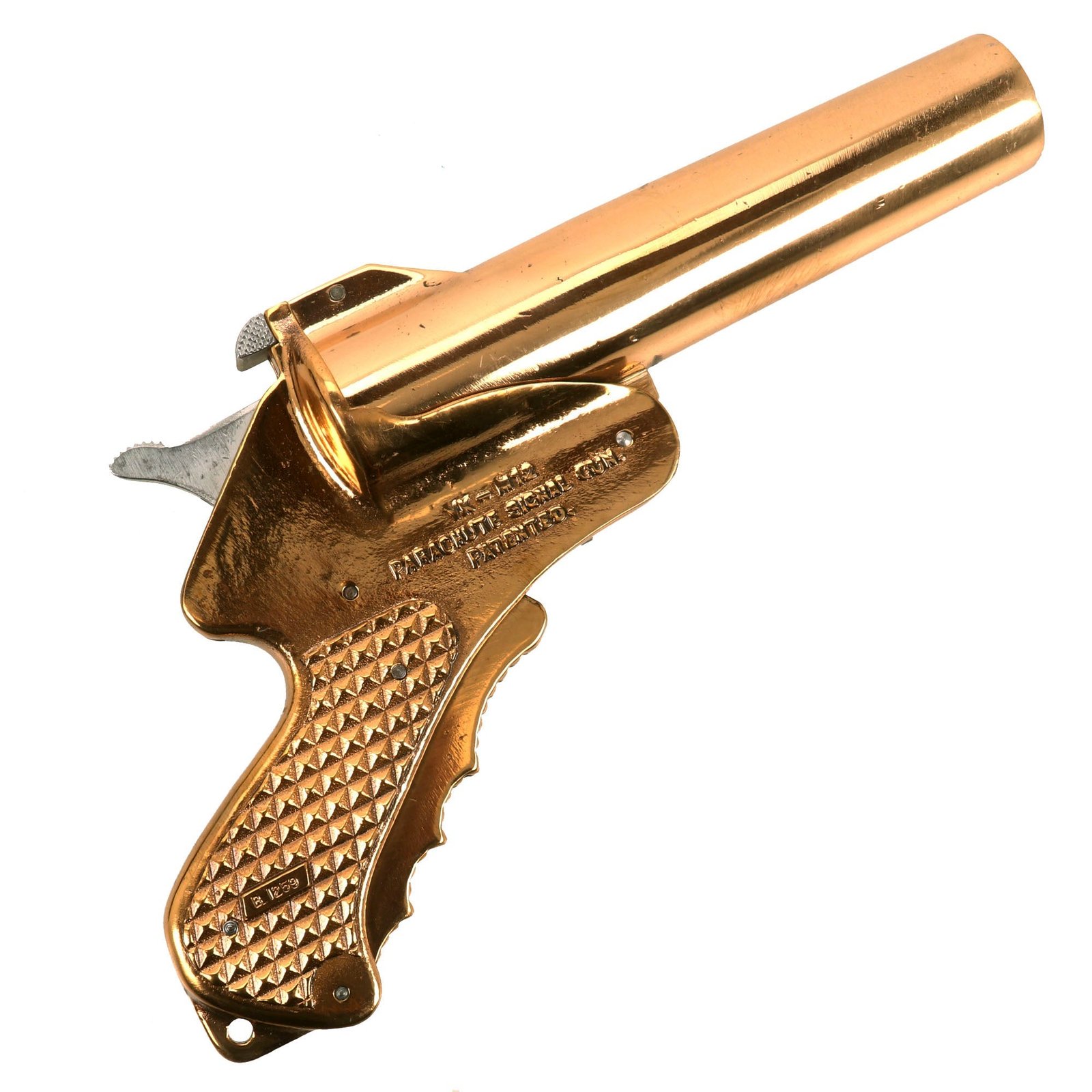 Buy Original U.S. Post WWII Polished VK-M12 Van Karner Chemical Arms Co. Brass Flare Signal Pistol - dated 1946 | Original Firearms Antique For Sale