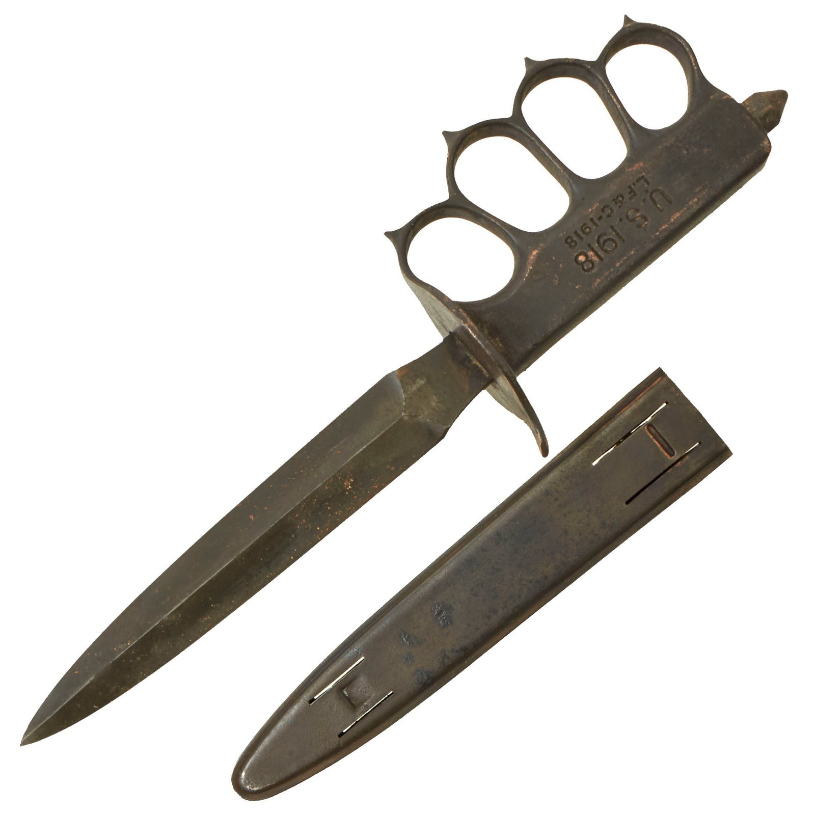 Buy Original U.S. WWI Model 1918 Mark I Trench Knife by L. F. & C. with Modified Correct Steel Scabbard | Original Firearms Antique For Sale