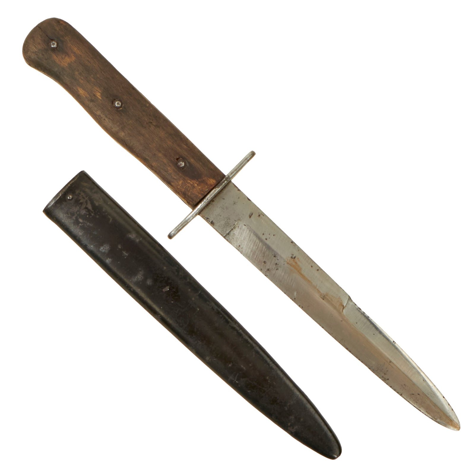 Buy Original German WWII Luftwaffe Fallschirmjäger Fighting Knife with Boot Scabbard - Weimar Eagle 6 Marked | Original Firearms Antique For Sale