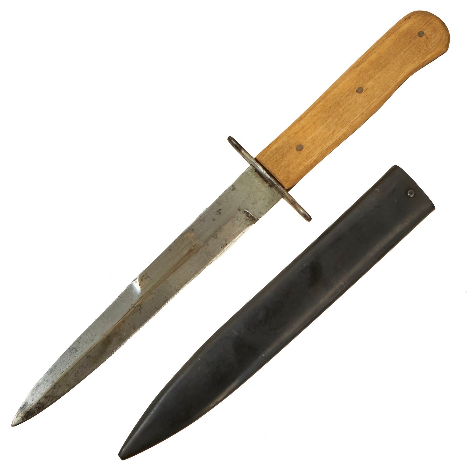 Buy Original German WWII Luftwaffe Fallschirmjäger Fighting Knife with Boot Scabbard - Weimar Eagle 6 Marked | Original Firearms Antique For Sale