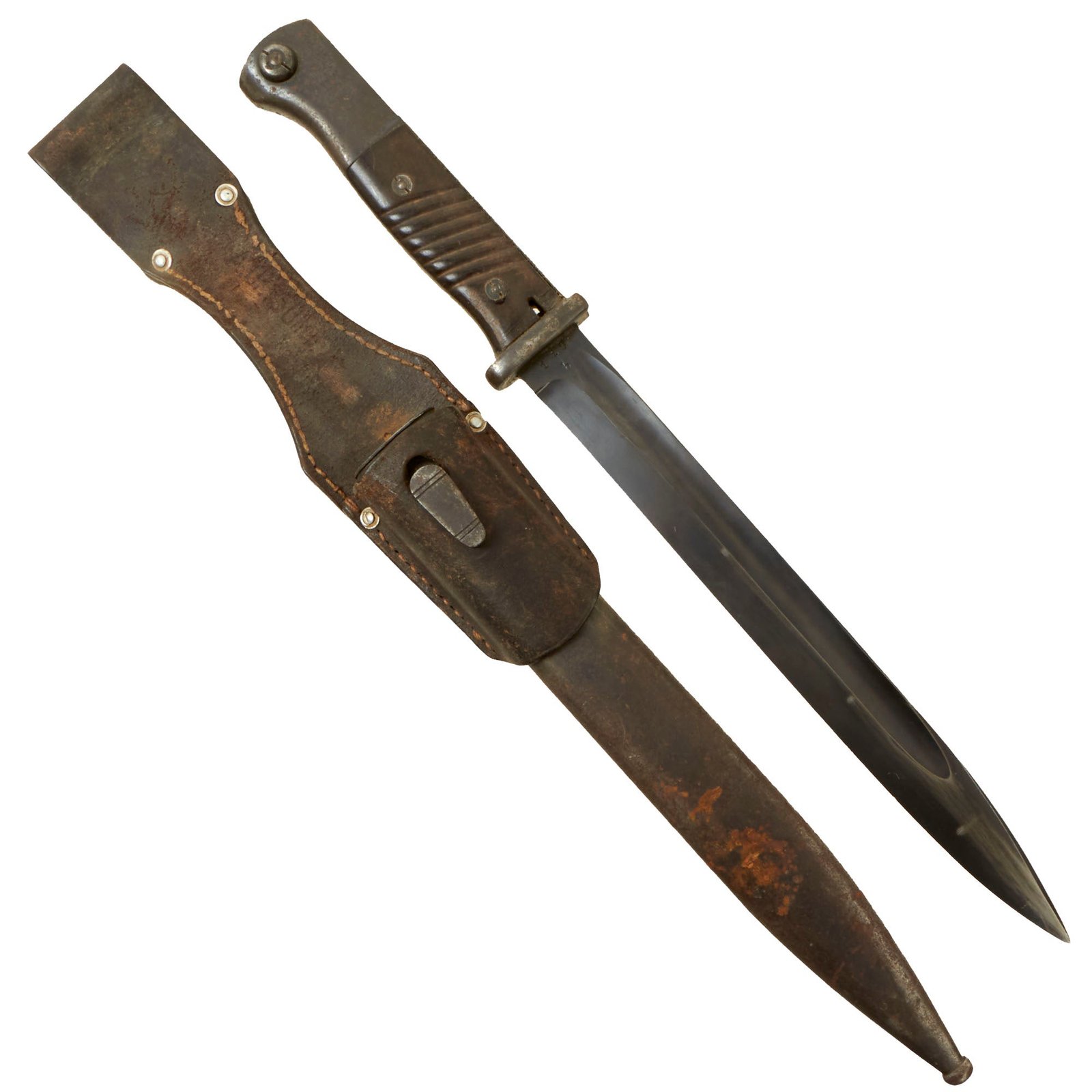 Buy Original German WWII 1939 dated 98k Bayonet by Mundlos AG with Scabbard and Frog - Matching Serial 149 b | Original Firearms Antique For Sale