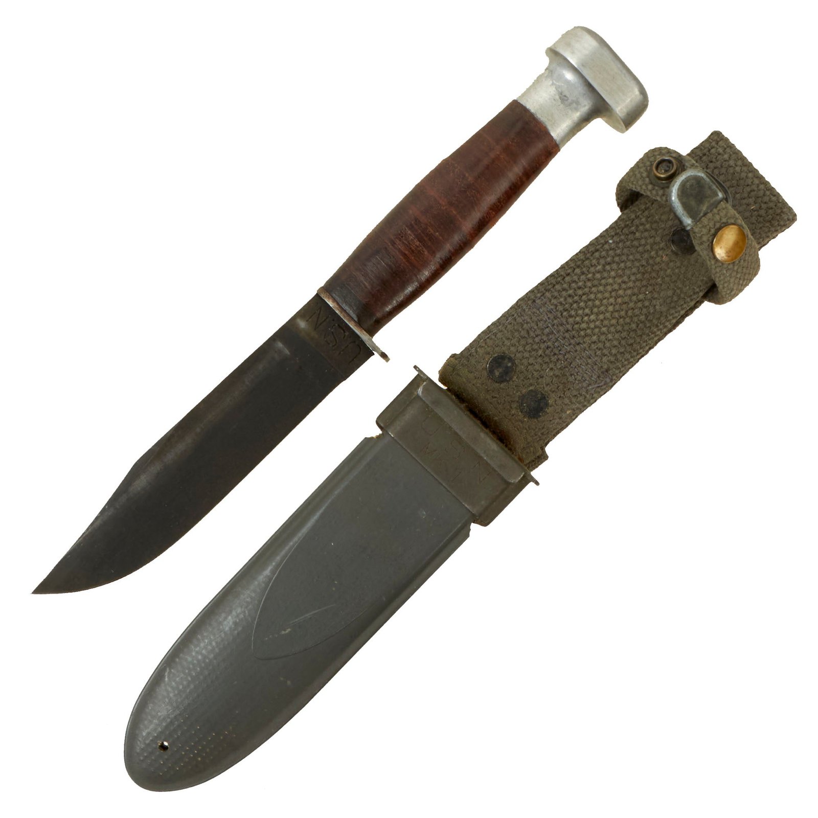Buy Original U.S. WWII Navy USN Mark 1 Fighting Knife by GENEVA FORGE with Mk1 Scabbard | Original Firearms Antique For Sale
