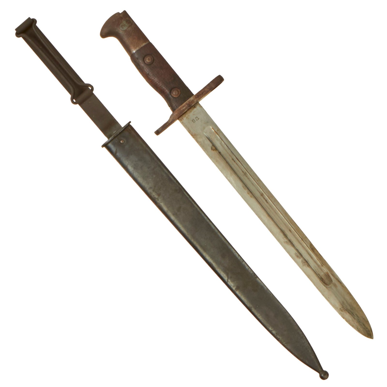 Buy Original U.S. Banana Wars Model 1892 Krag Rifle Bayonet and 2nd Pattern Scabbard - Dated 1903 | Original Firearms Antique For Sale
