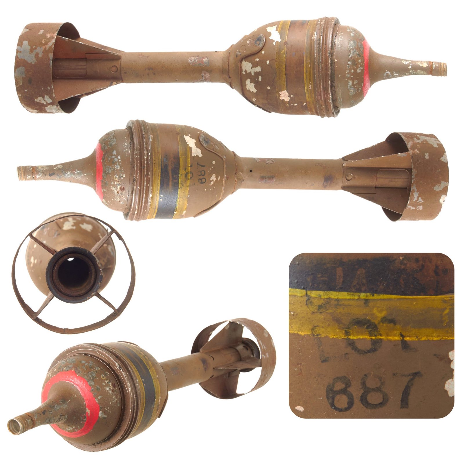 Original WWII British Inert PIAT Anti-Tank Bomb Launcher Round - Dated May 1944