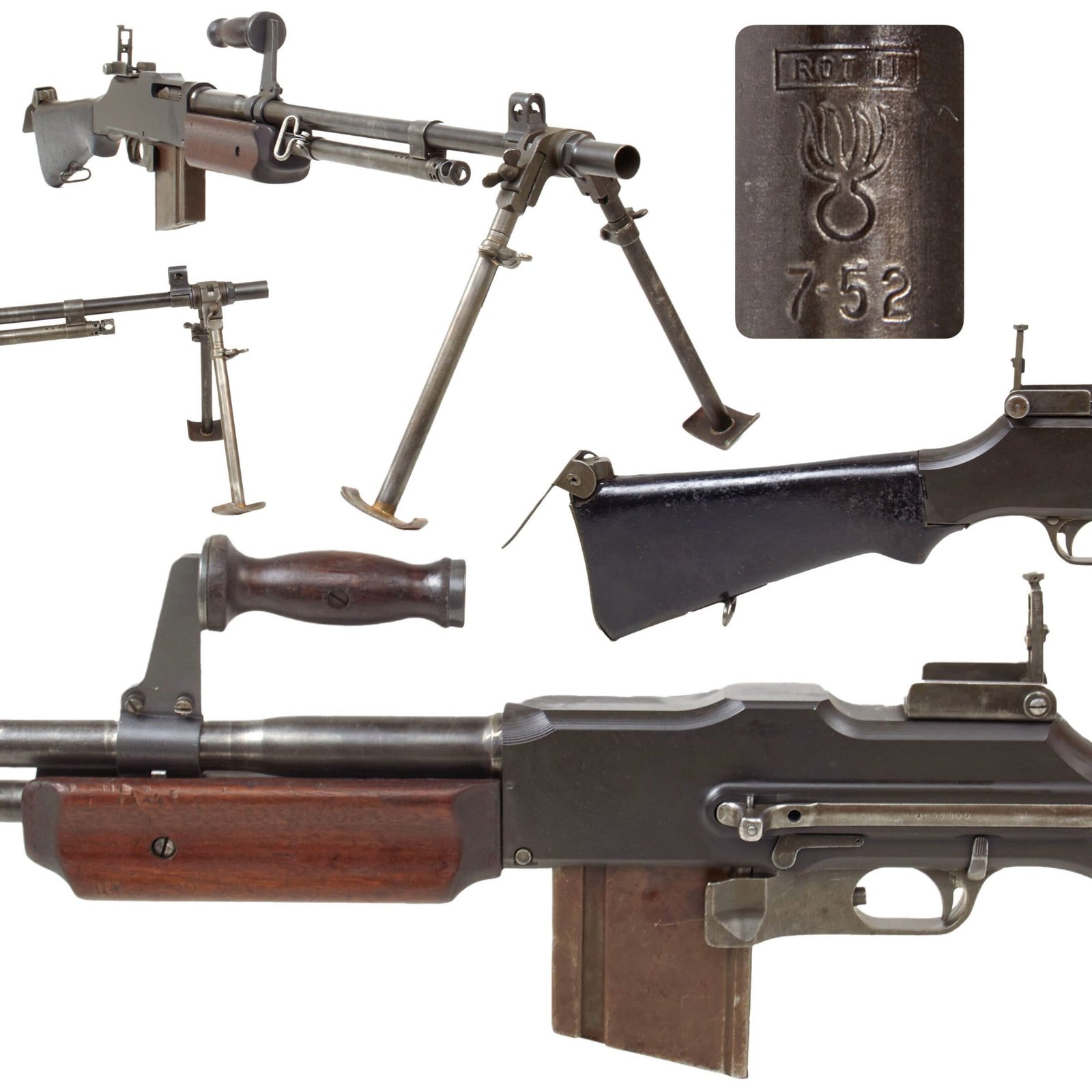 Buy Original U.S. WWII Korean War BAR Browning M1918A2 Display Gun with Non-Firing Steel Receiver - ROT II Barrel Dated 7-52 | Original Firearms Antique For Sale