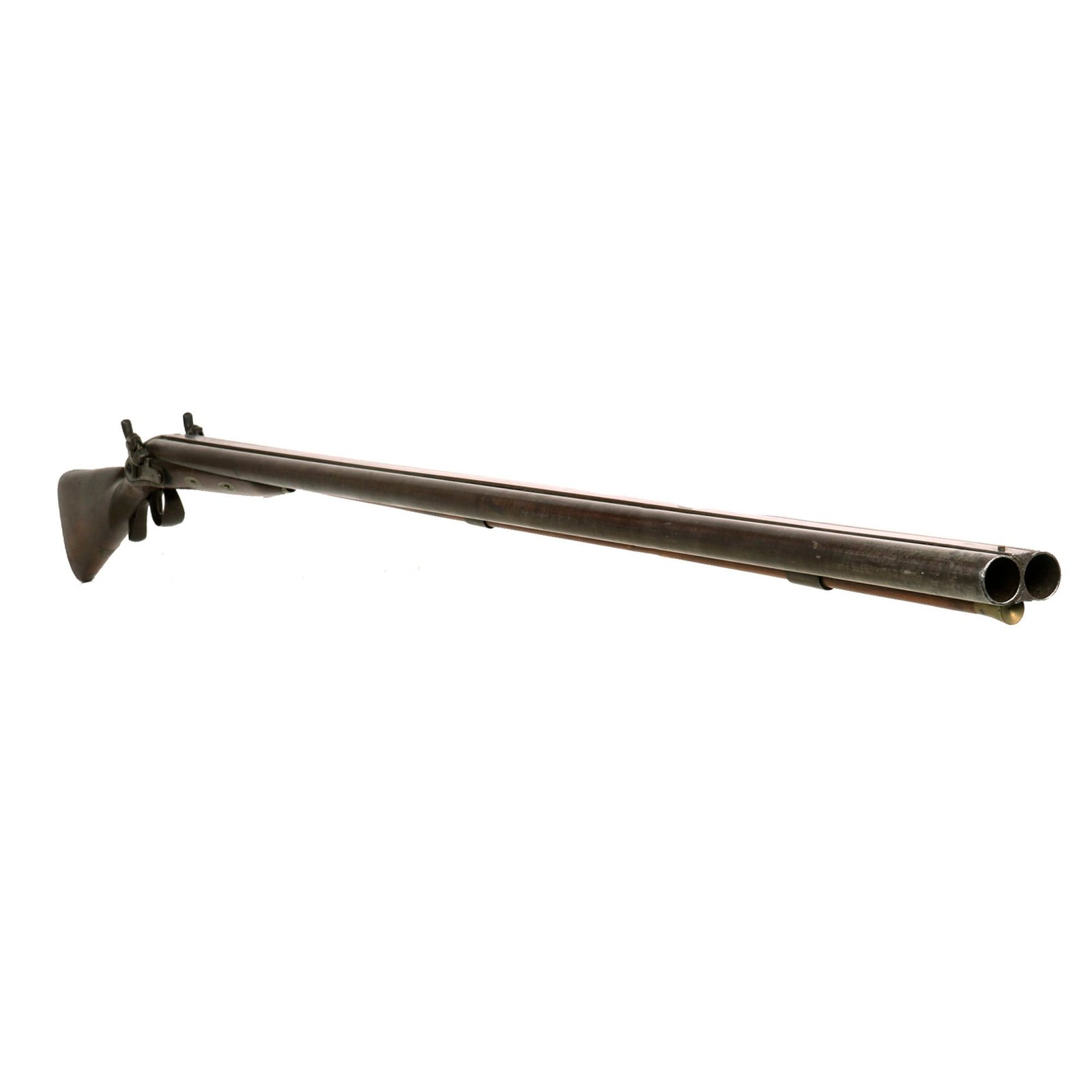Buy Original British 11 Bore Double Barrel Percussion Shotgun by W. Farot with Massive 46" Damascus Barrels - circa 1850 | Original Firearms Antique For Sale