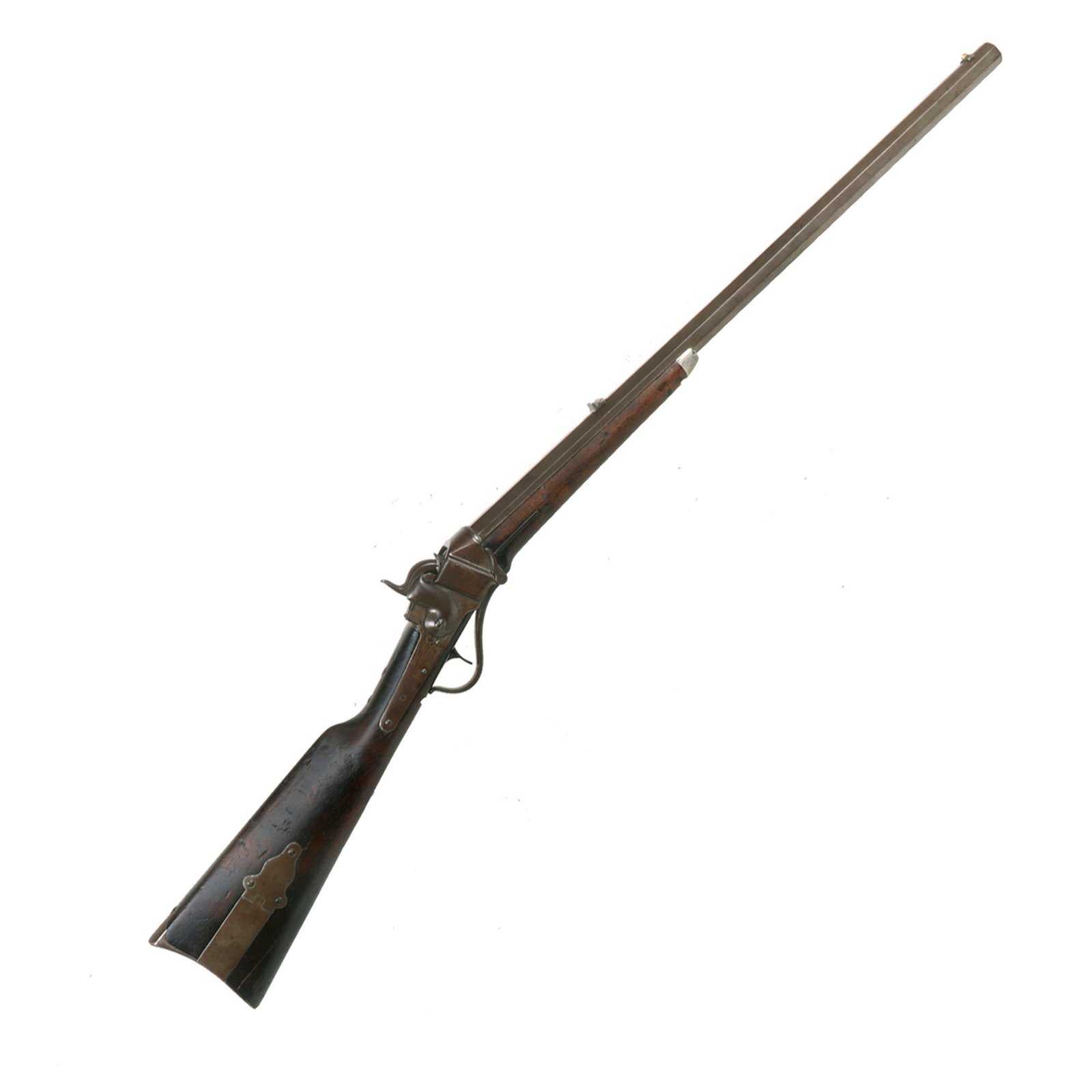 Buy Original Rare U.S. Sharps Slant Breech Model 1852 Sporting Rifle with Heavy .40cal Octagon Barrel Serial 3190 - Only ≈600 Made | Original Firearms Antique For Sale