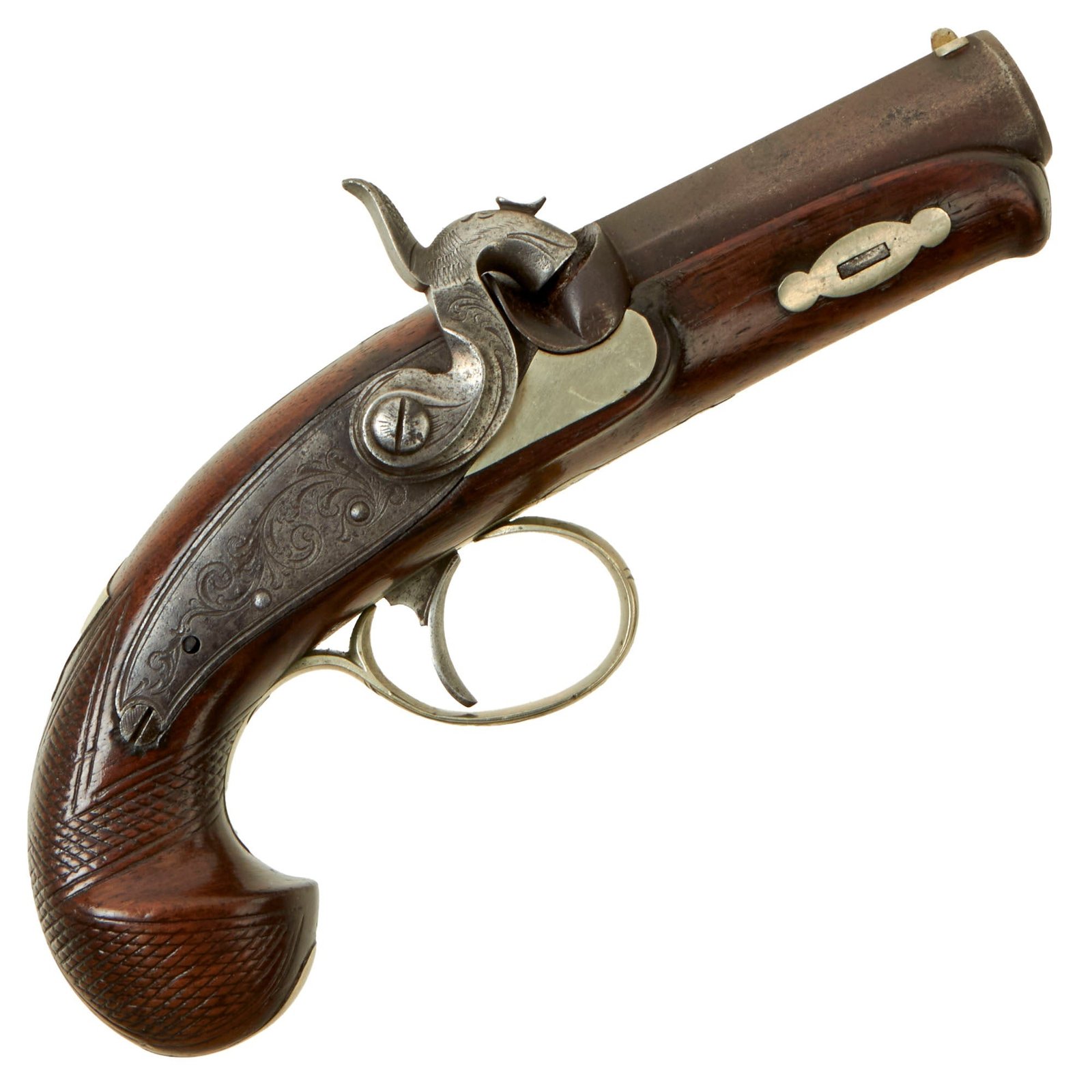 Buy Original U.S. Civil War Era Silver Mounted "Philadelphia Deringer" Style Pocket Percussion Pistol by R.P. Bruff - circa 1860 | Original Firearms Antique For Sale