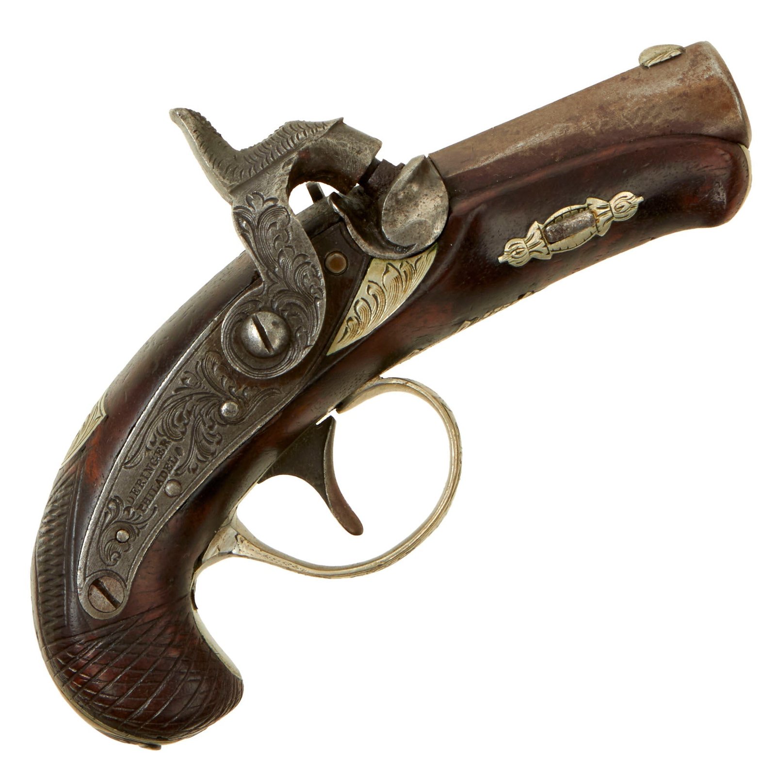 Buy Original U.S. Civil War Era Silver Mounted "Baby Deringer" Philadelphia Pocket Percussion Pistol by Henry Deringer - circa 1860 | Original Firearms Antique For Sale