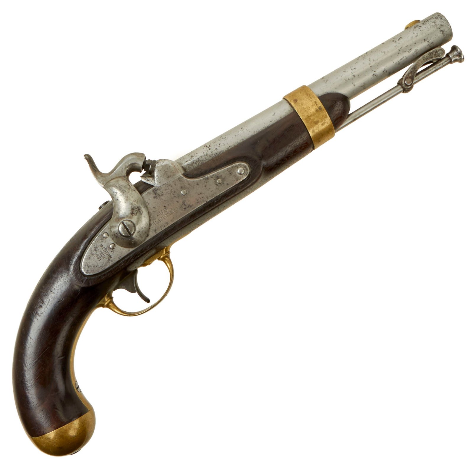 Buy Original U.S. Civil War Era M-1842 Percussion Cavalry Pistol by H. Aston & Co. - Dated 1851 | Original Firearms Antique For Sale