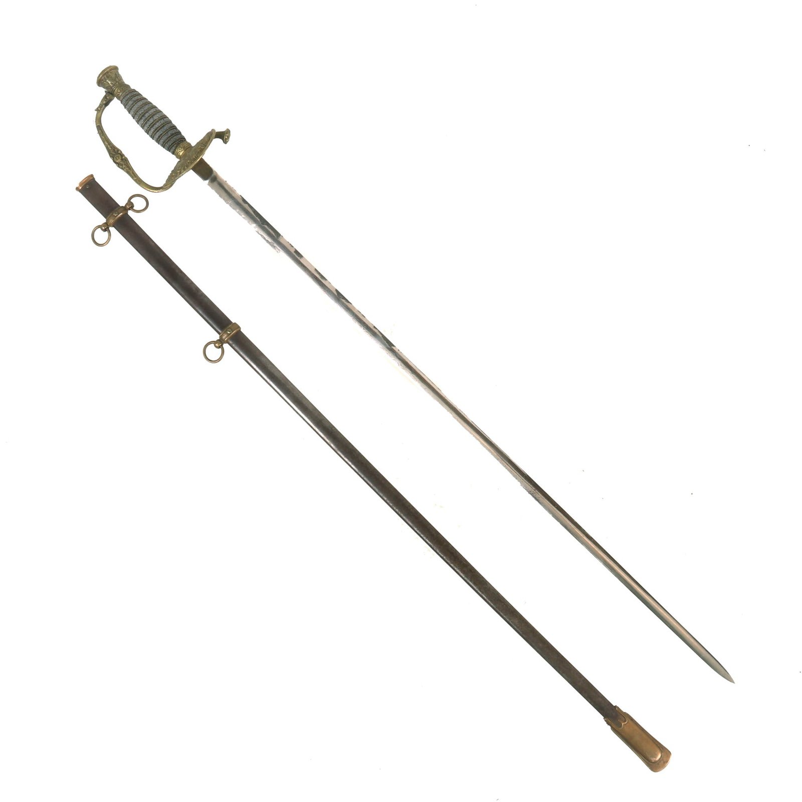 Buy Original U.S. Civil War Early Model 1860 Army Staff and Field Officer Sword with Engraved Blade by J.H.Wilson - With Scabbard | Original Firearms Antique For Sale