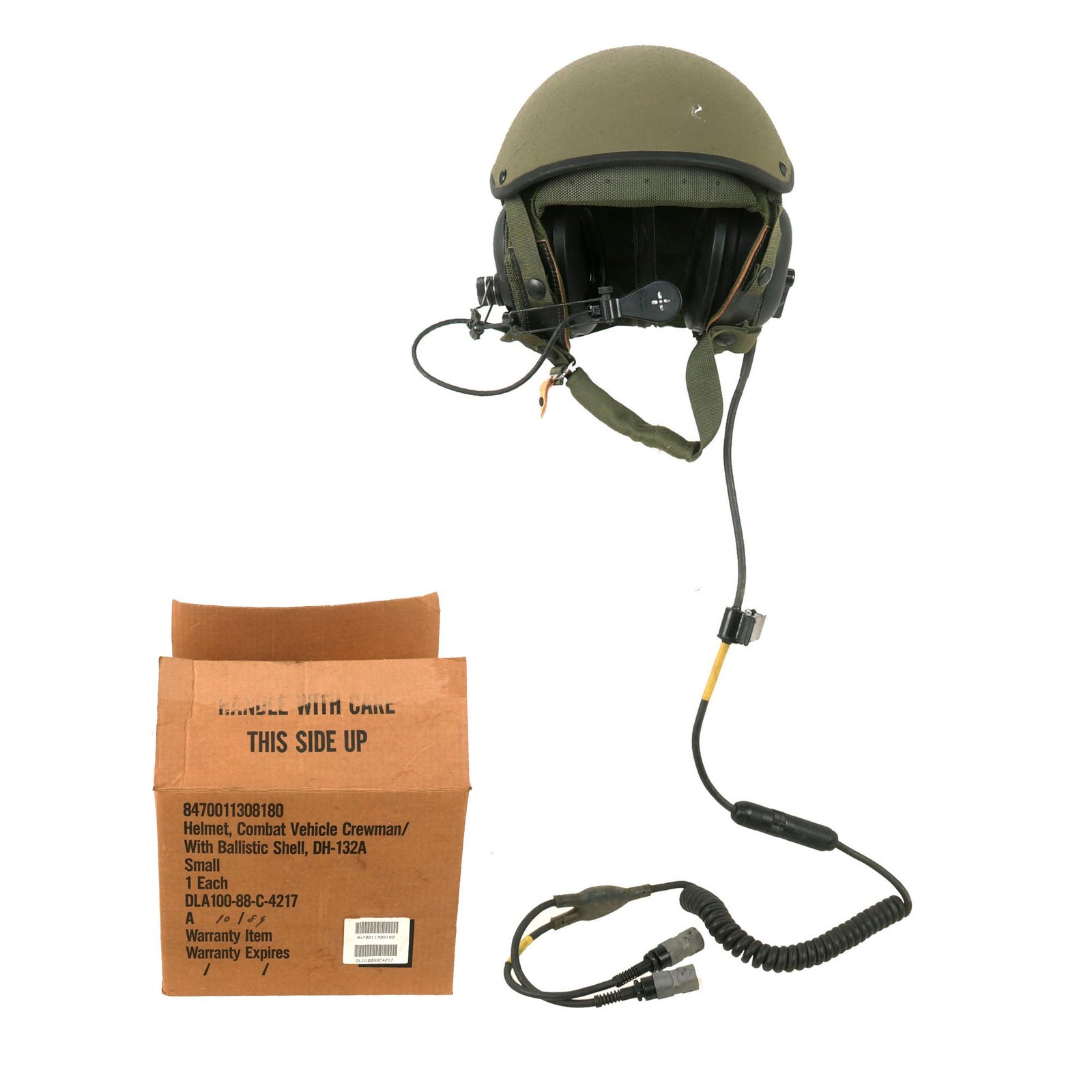 Buy Original U.S. Desert Storm Era CVC DH-132A Tanker Helmet by Gentex in Original Box Size Small - 1989 Dated | Original Firearms Antique For Sale