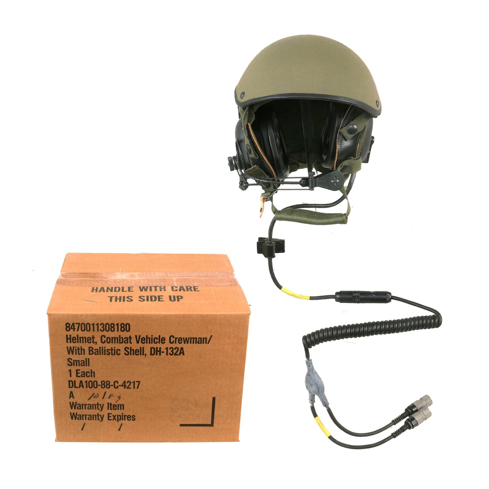 Buy Original U.S. Desert Storm Era CVC DH-132A Tanker Helmet by Gentex in Original Box Size Small - 1989 Dated | Original Firearms Antique For Sale