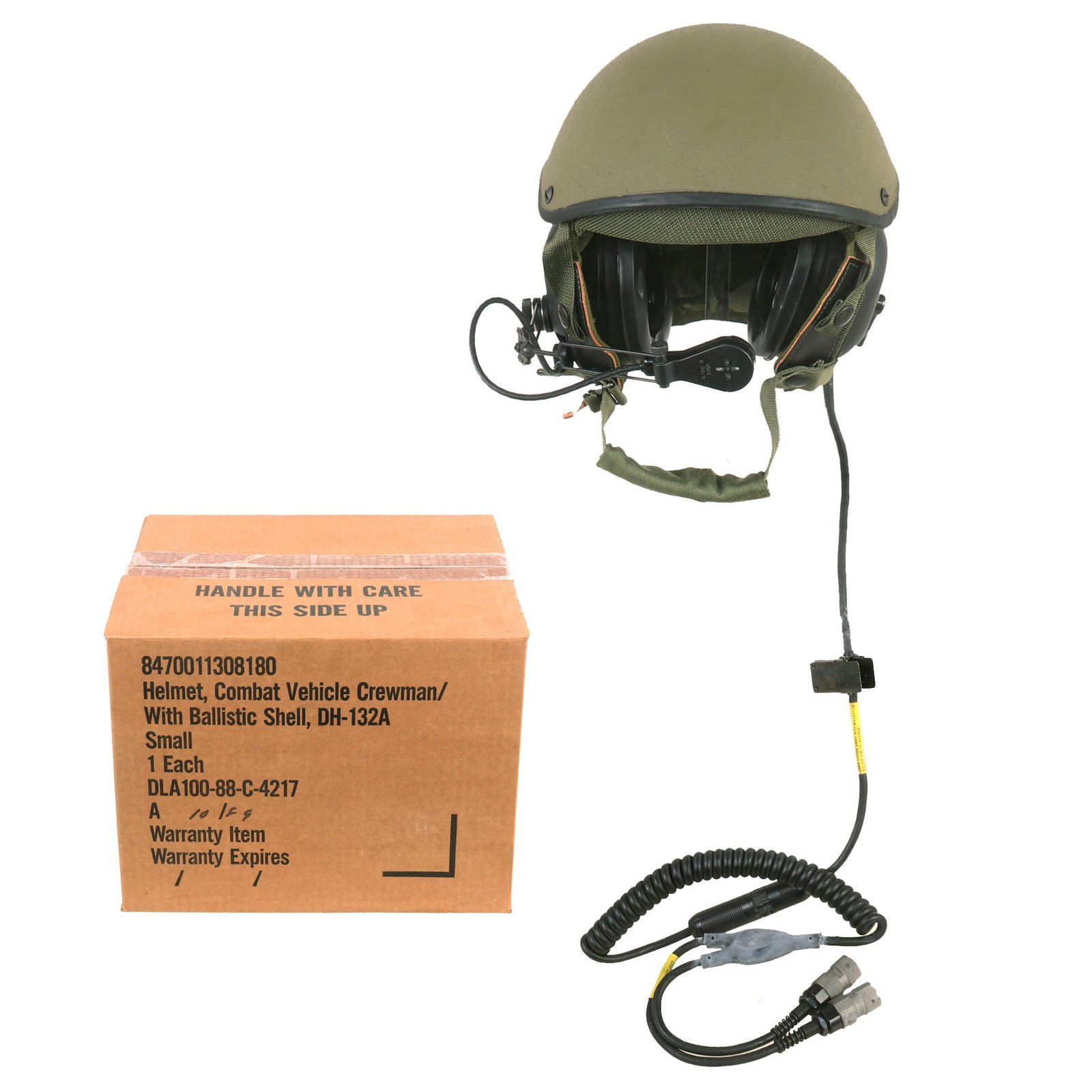 Buy Original U.S. Desert Storm Era CVC DH-132A Tanker Helmet by Gentex in Original Box Size Small - 1989 Dated | Original Firearms Antique For Sale