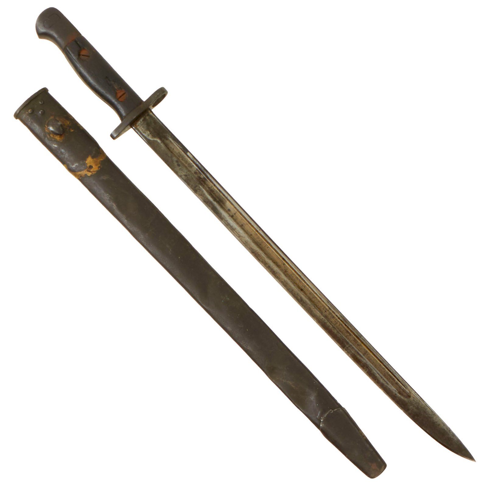 Buy Original Siamese Type 62 Restruck “Smiling Tiger” British WWI P-1907 Enfield Bayonet With Steel Scabbard | Original Firearms Antique For Sale