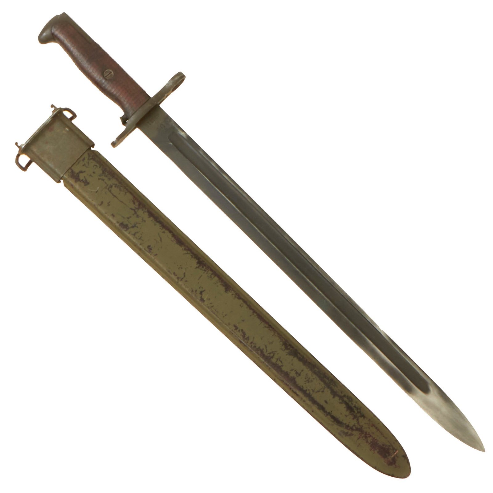 Buy Original U.S. WWI M1905 Springfield 16 inch Rifle Bayonet by R.I.A. with WWII Rare Detroit Gasket M3 Scabbard - Dated 1919 | Original Firearms Antique For Sale