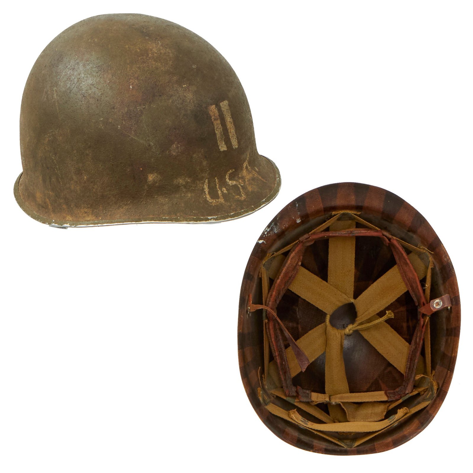 Buy Original U.S. WWII 1942 Captain’s M1 McCord Front Seam Fixed Bale Helmet with Firestone Liner | Original Firearms Antique For Sale
