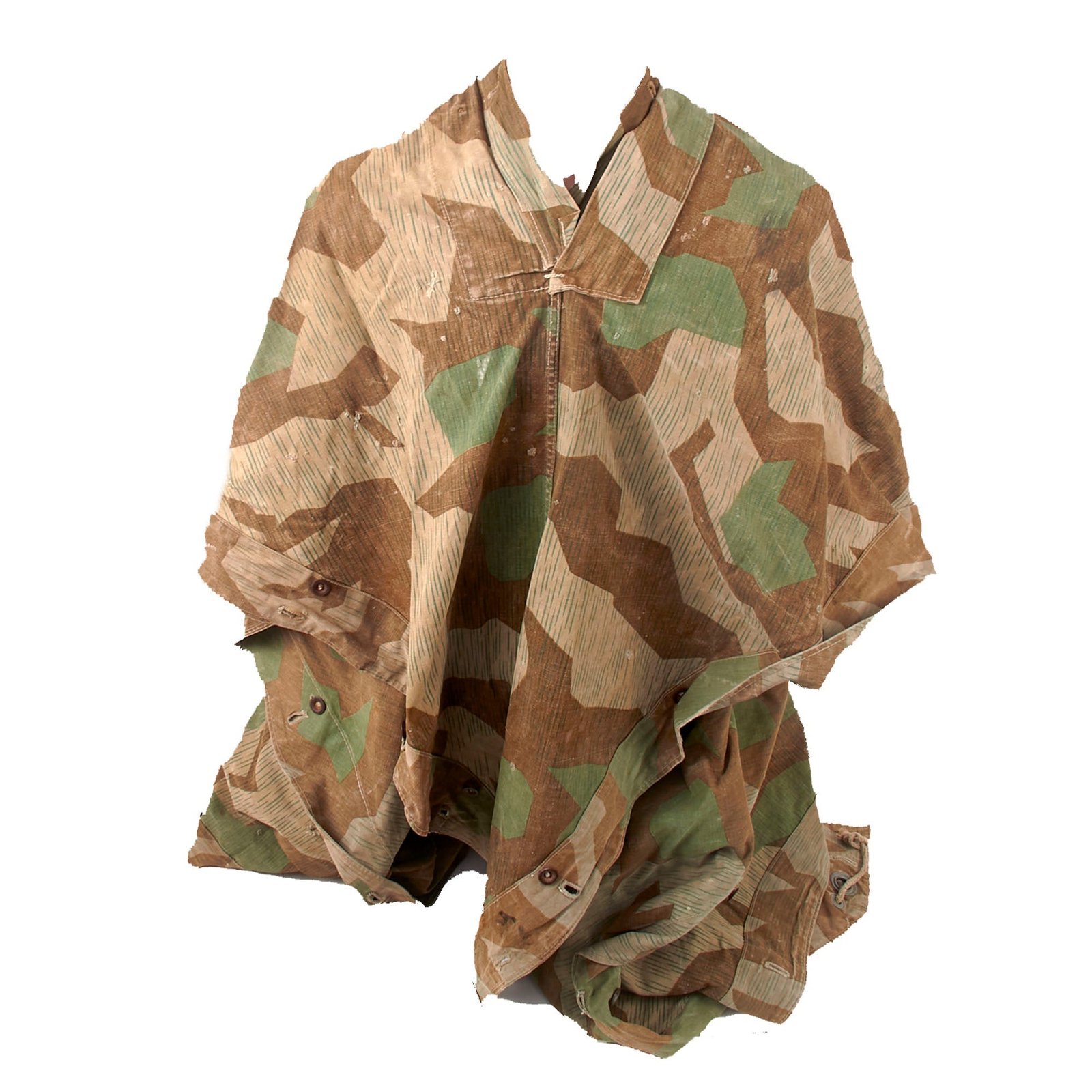 Buy Original German WWII Zeltbahn Tent Quarter & Poncho in Splinter Pattern Reversible Camouflage with Partial RBNr. Number | Original Firearms Antique For Sale