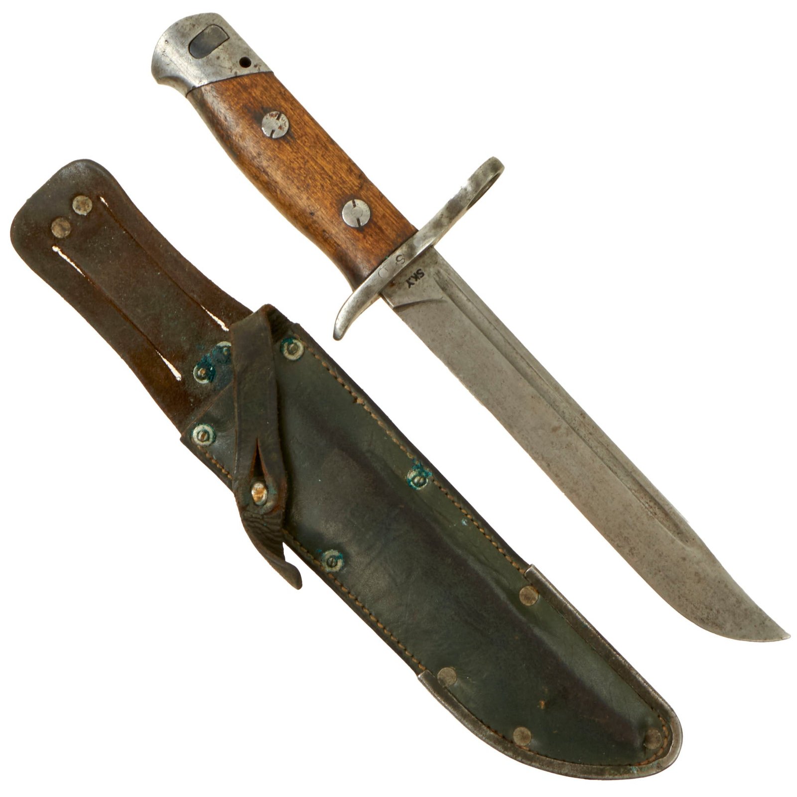 Buy Original Finnish WWII M39 Mosin Nagant Kulmala SK.Y Civil Guard Bayonet With Scarce Leather Scabbard | Original Firearms Antique For Sale