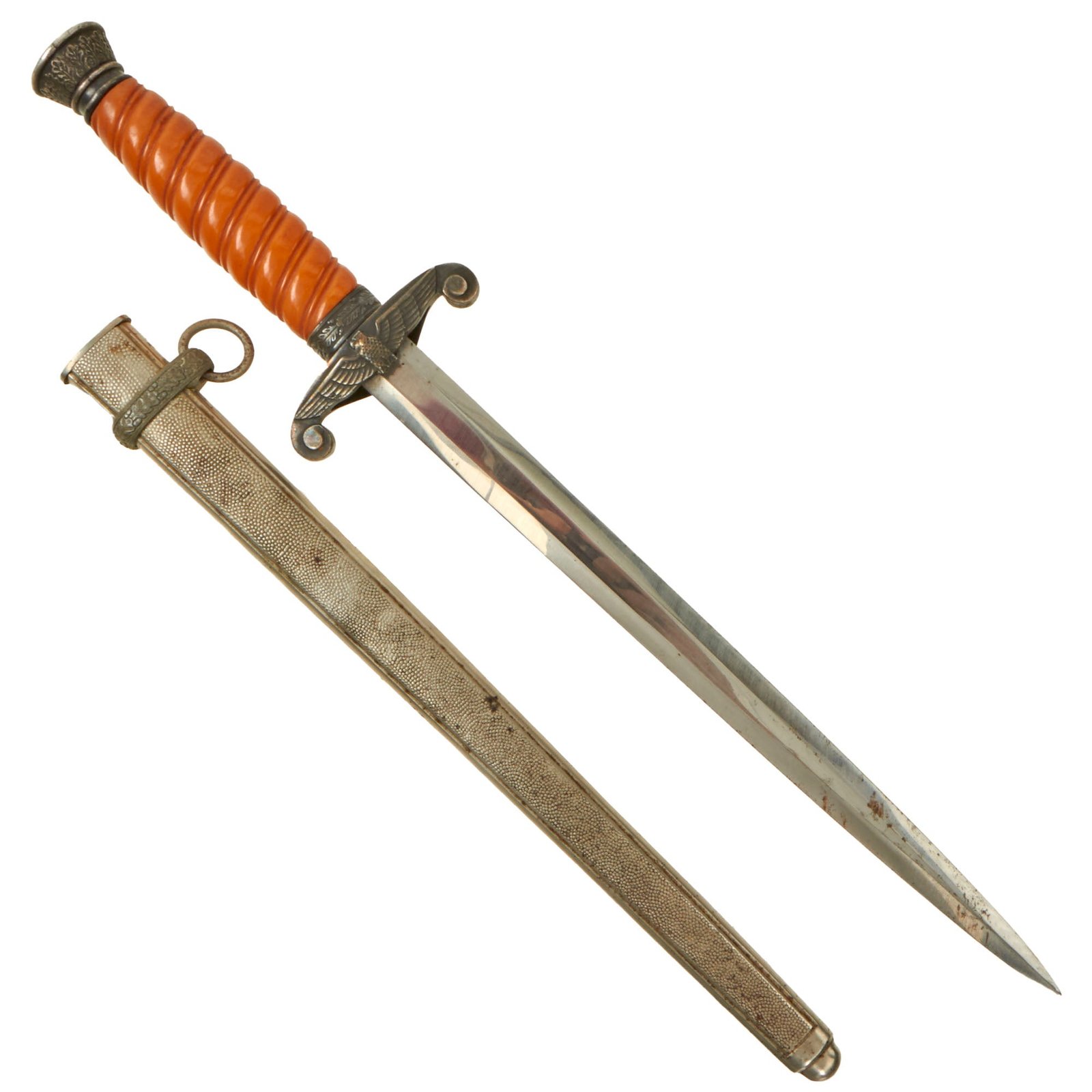 Buy Original German WWII Unmarked Army Heer Officer Dagger with Scabbard - Sanitized Cross Guard | Original Firearms Antique For Sale