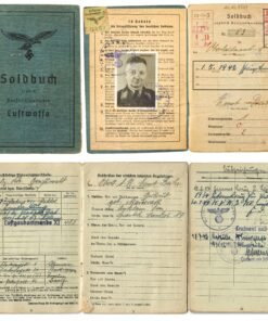 Buy Original WWII German Luftwaffe Soldbuch Identity & Payment Book for Flak Officer Hauptmann Ernst Beiker - Luftgaukommande XI | Original Firearms Antique For Sale