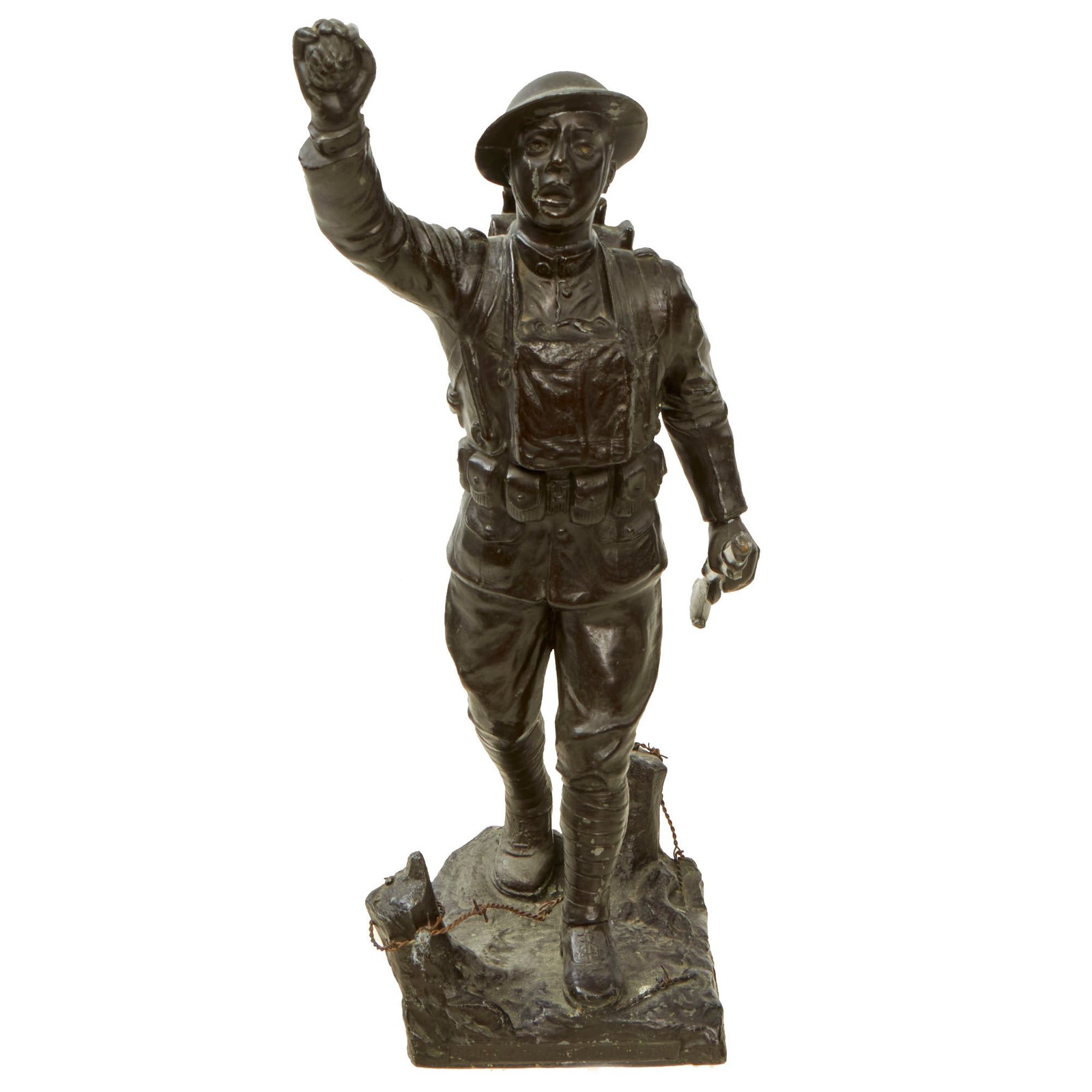 Buy Original U.S. WWI Spirit of the American Doughboy Statue with Barbed Wire | Original Firearms Antique For Sale