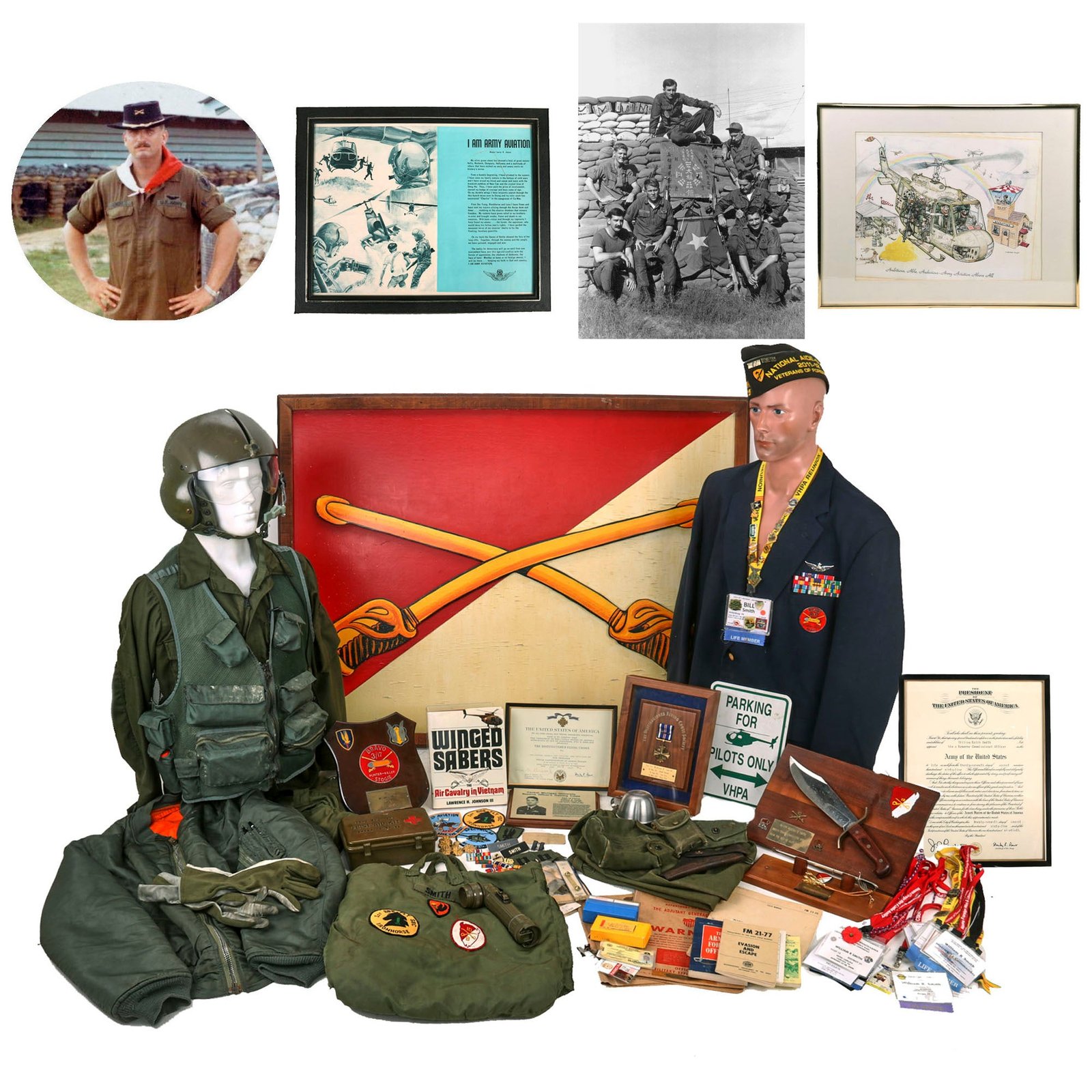 Buy Original U.S. Vietnam War 3/17th Cavalry Hunter-Killer Team - Stogie- OH-6 Loach Scout Helicopter Pilot Extensive Grouping to D.F.C. Recipient | Original Firearms Antique For Sale