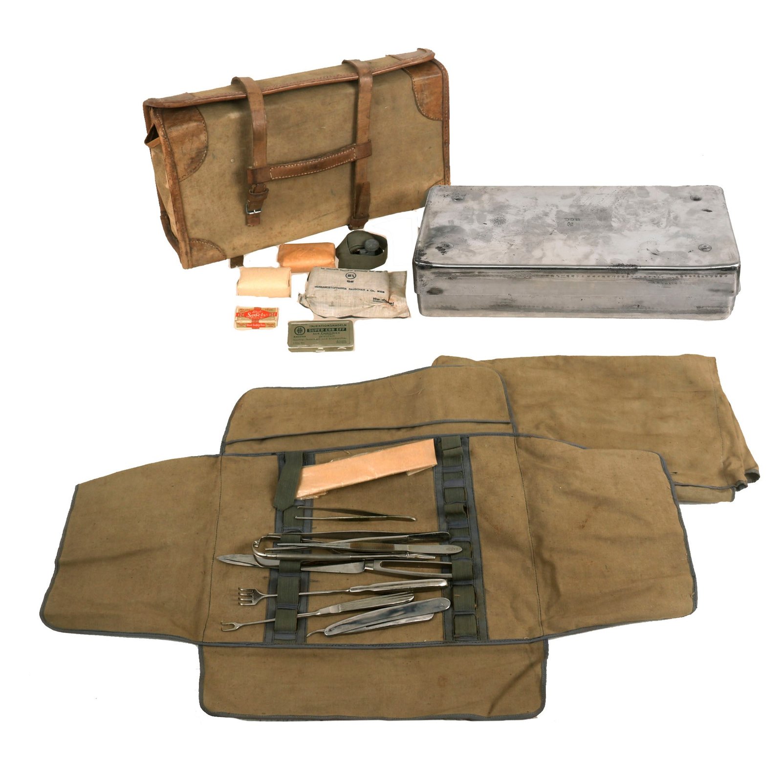 Buy Original German WWII Wehrmacht Field Hospital Lazarette Surgical Medical Tool Set with Original Canvas Bag | Original Firearms Antique For Sale