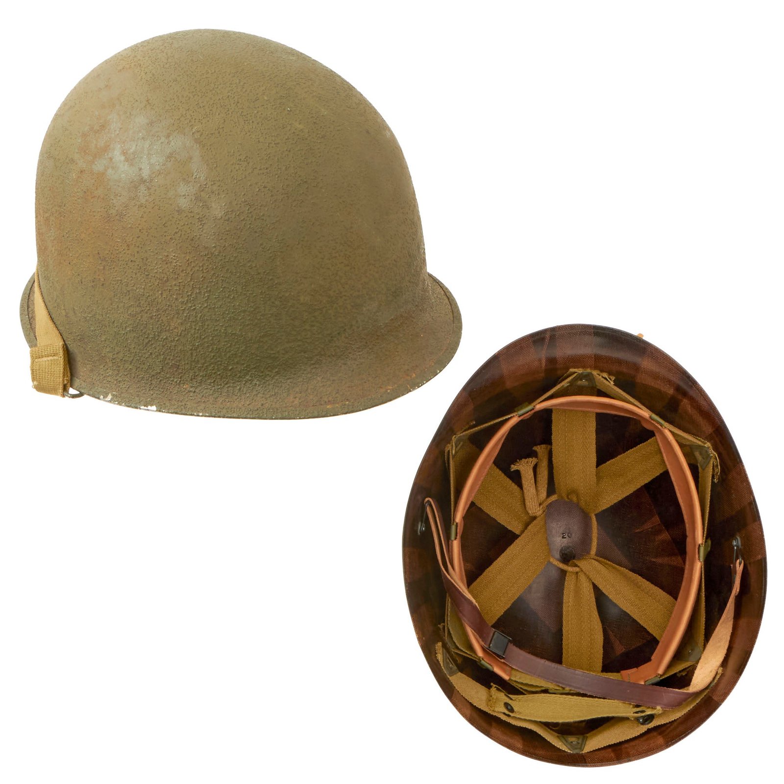 Buy Original U.S. WWII M1 Schlueter Swivel Bale Helmet with Painted NCO Invasion Stripe with MSA Liner | Original Firearms Antique For Sale