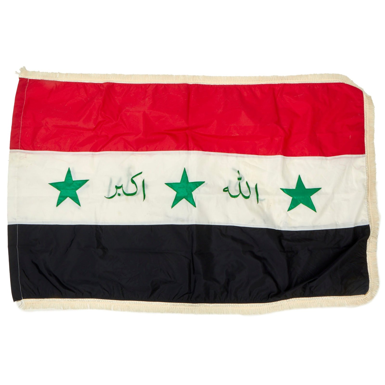 Buy Original Operation Iraqi Freedom Flag of Iraq With White Trim Border 36 x 55” | Original Firearms Antique For Sale