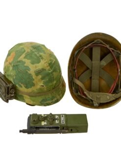 Buy Original U.S. Vietnam War M1 Helmet with PRT-4 / PRR-9 Squad Radio Set & Camouflage Cover | Original Firearms Antique For Sale