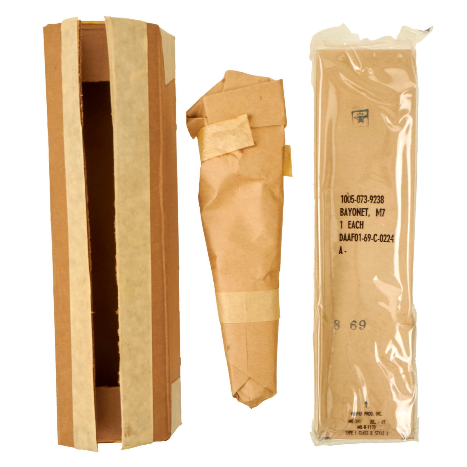 Buy Original U.S. Unissued M7 Bayonet for M16 Rifle with M8A1 Scabbard in Original Sealed Packaging - Dated 1977 | Original Firearms Antique For Sale