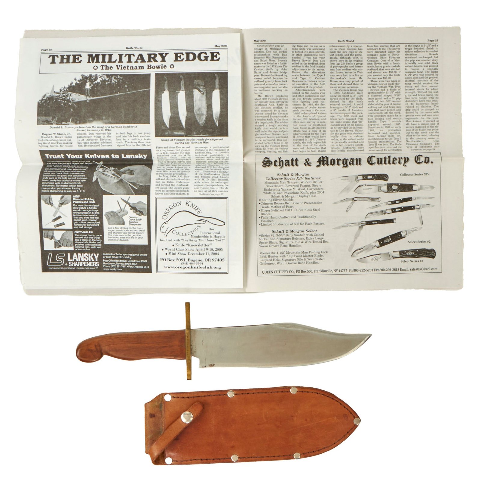 Buy Original U.S. Vietnam War Donald M. Brown Type 2 Bowie Fighting Knife & Sheath Featured in Accompanying Knife World Magazine | Original Firearms Antique For Sale