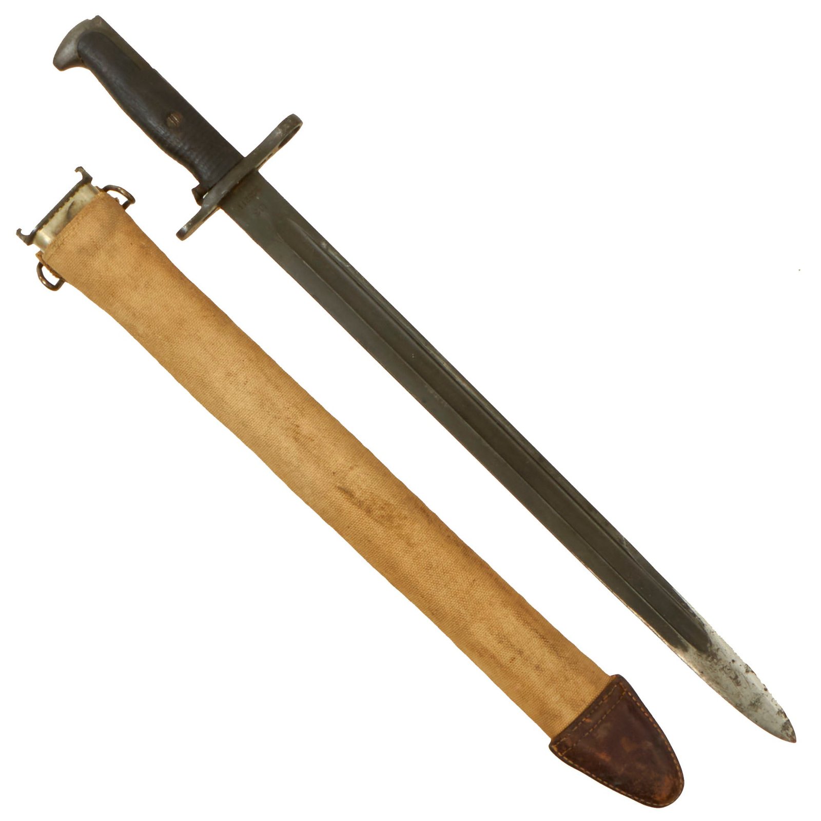 Buy Original U.S. WWI M1905 Springfield 16 inch Rifle Bayonet by Rock Island Arsenal with M1910 Scabbard - Dated 1918 | Original Firearms Antique For Sale