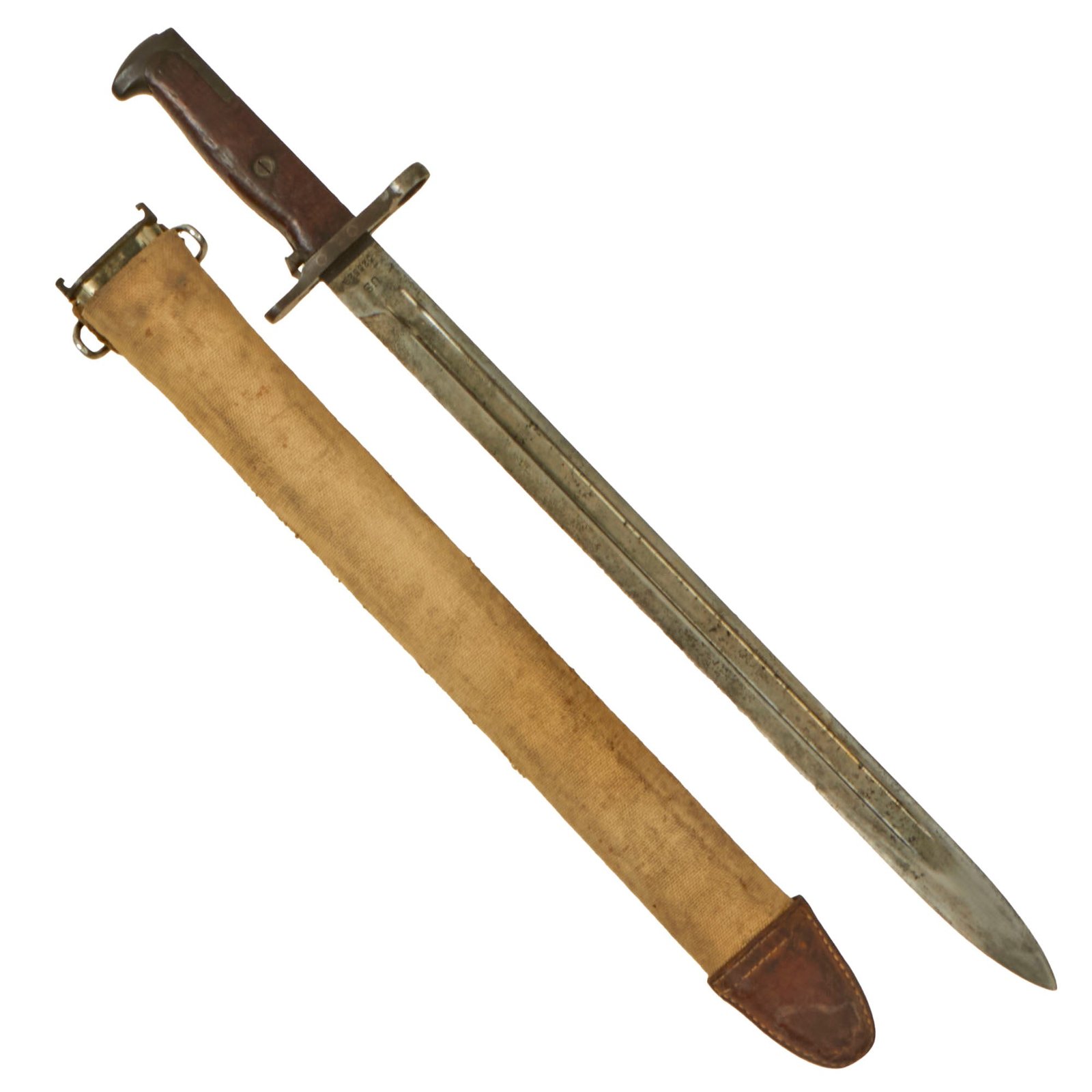 Buy Original U.S. WWI M1905 Springfield Rifle 16" Bayonet by Springfield Armory with M1910 Scabbard - Dated 1912 | Original Firearms Antique For Sale