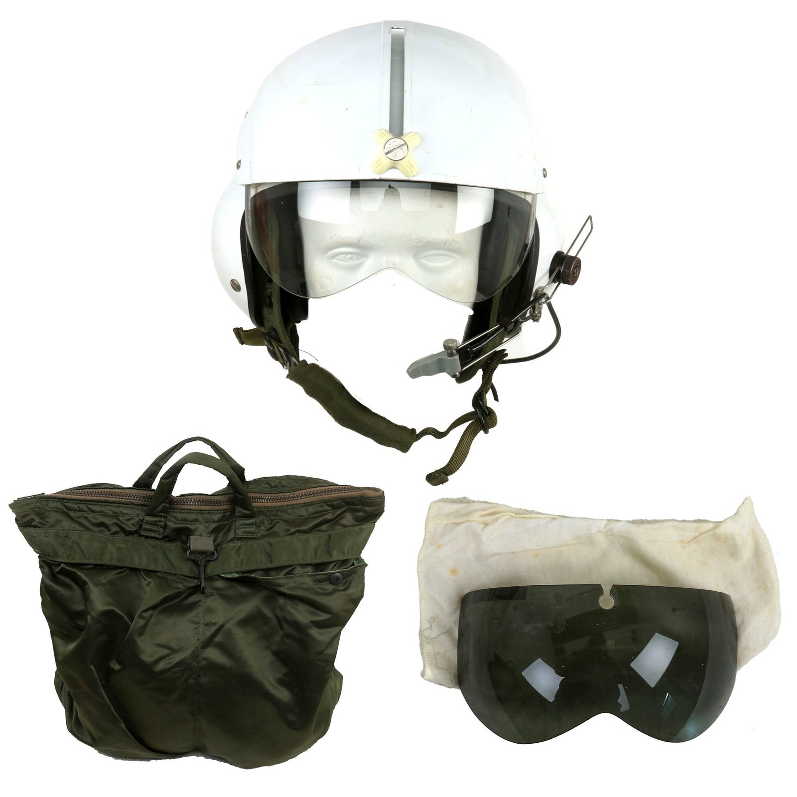 Buy Original U.S. Cold War Gentex SPH-4 Helicopter Pilot Helmet with Spare Accessories in Helmet Bag with Gloves | Original Firearms Antique For Sale