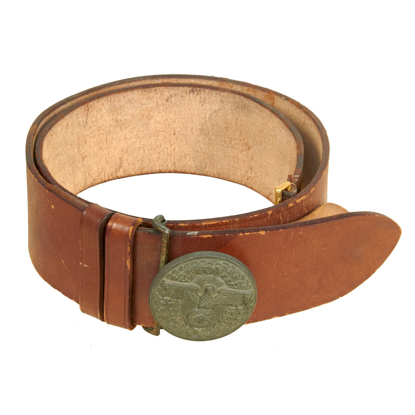 Buy Original German WWII NSDAP Leader Leather Belt with Aluminum Belt Buckle by Gebrüder Gloerfeld & Wilhelm Deumer - RZM M4/77 & M4/72 | Original Firearms Antique For Sale