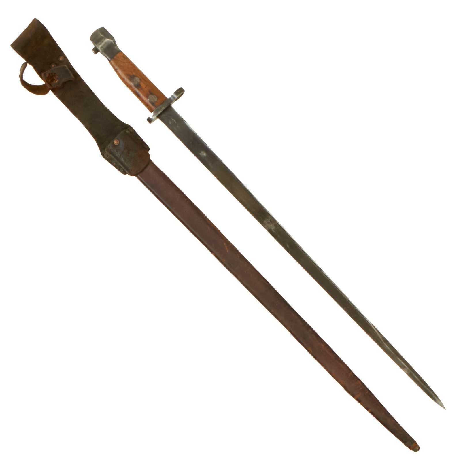 Buy Original Dutch M-1895 Mannlicher No. 3 & 4 Carbine T-Back Bayonet marked HEMBRUG with Scabbard & Frog | Original Firearms Antique For Sale