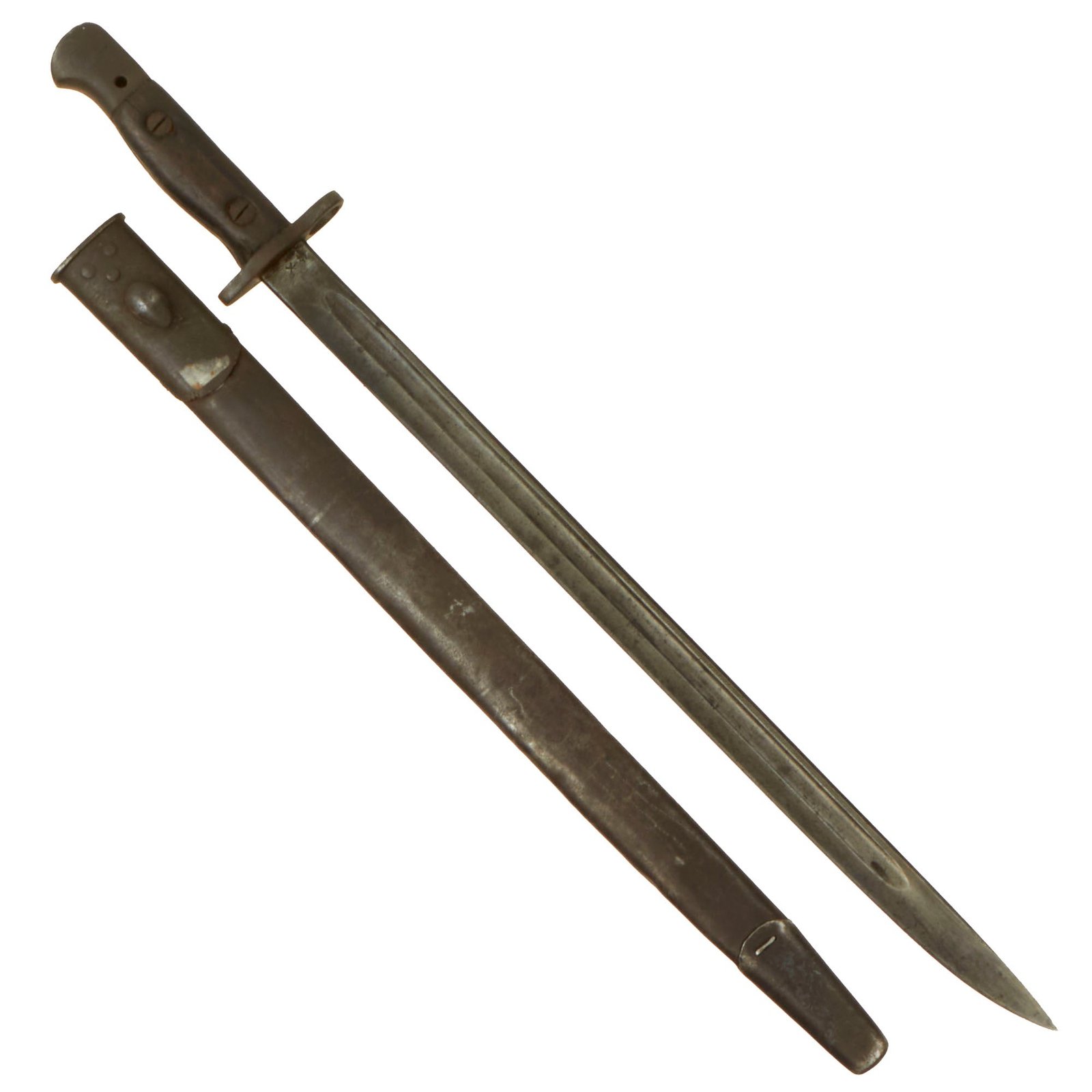 Buy Original Siamese Type 62 Restruck “Smiling Tiger” British WWI P-1907 Enfield Bayonet With Steel Scabbard | Original Firearms Antique For Sale