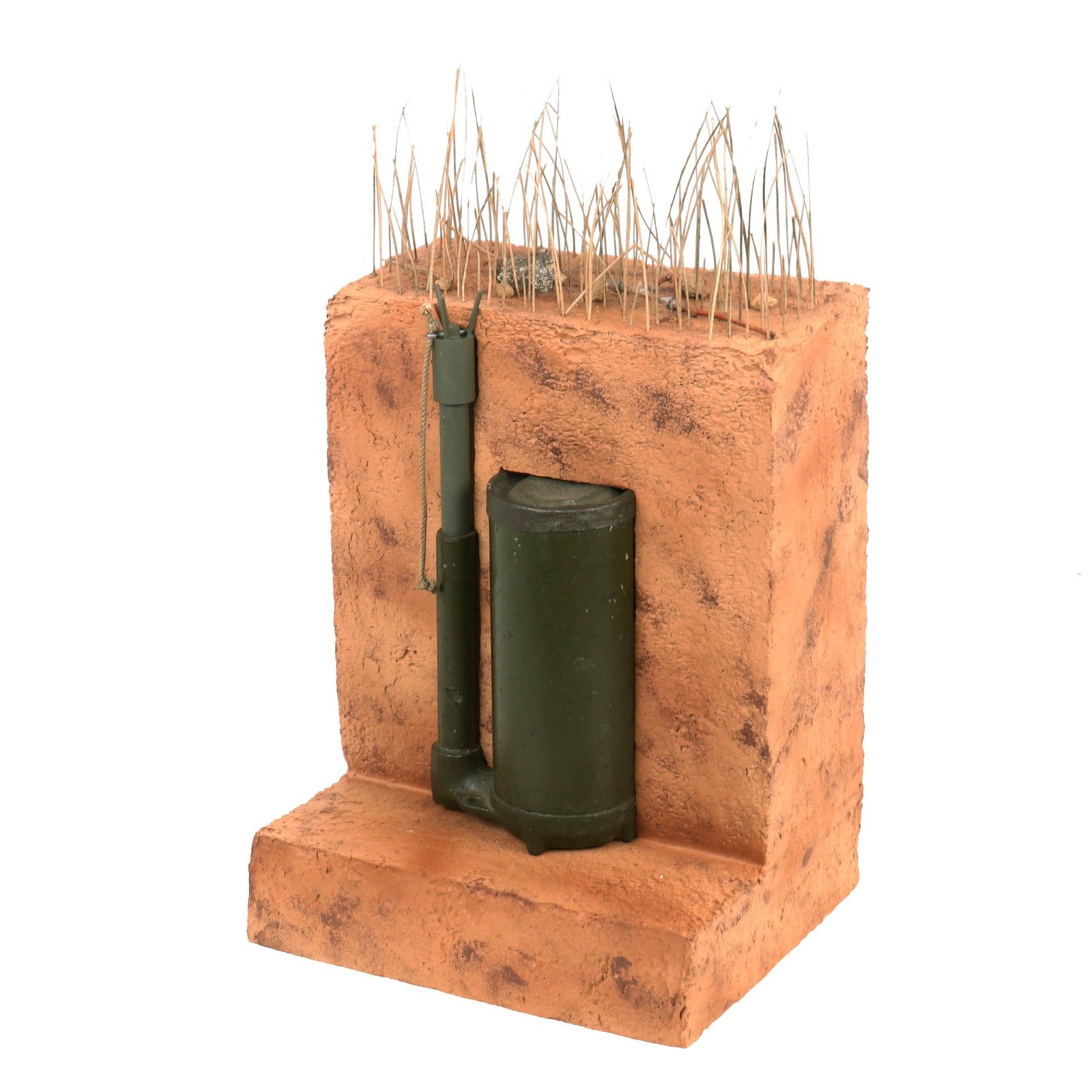 Buy Original U.S. WWII M2A4 Bounding Anti-Personnel Mine With M6A1 Pressure/Pull Fuse - INERT Earth Cutaway EOD Visual Training Aid | Original Firearms Antique For Sale