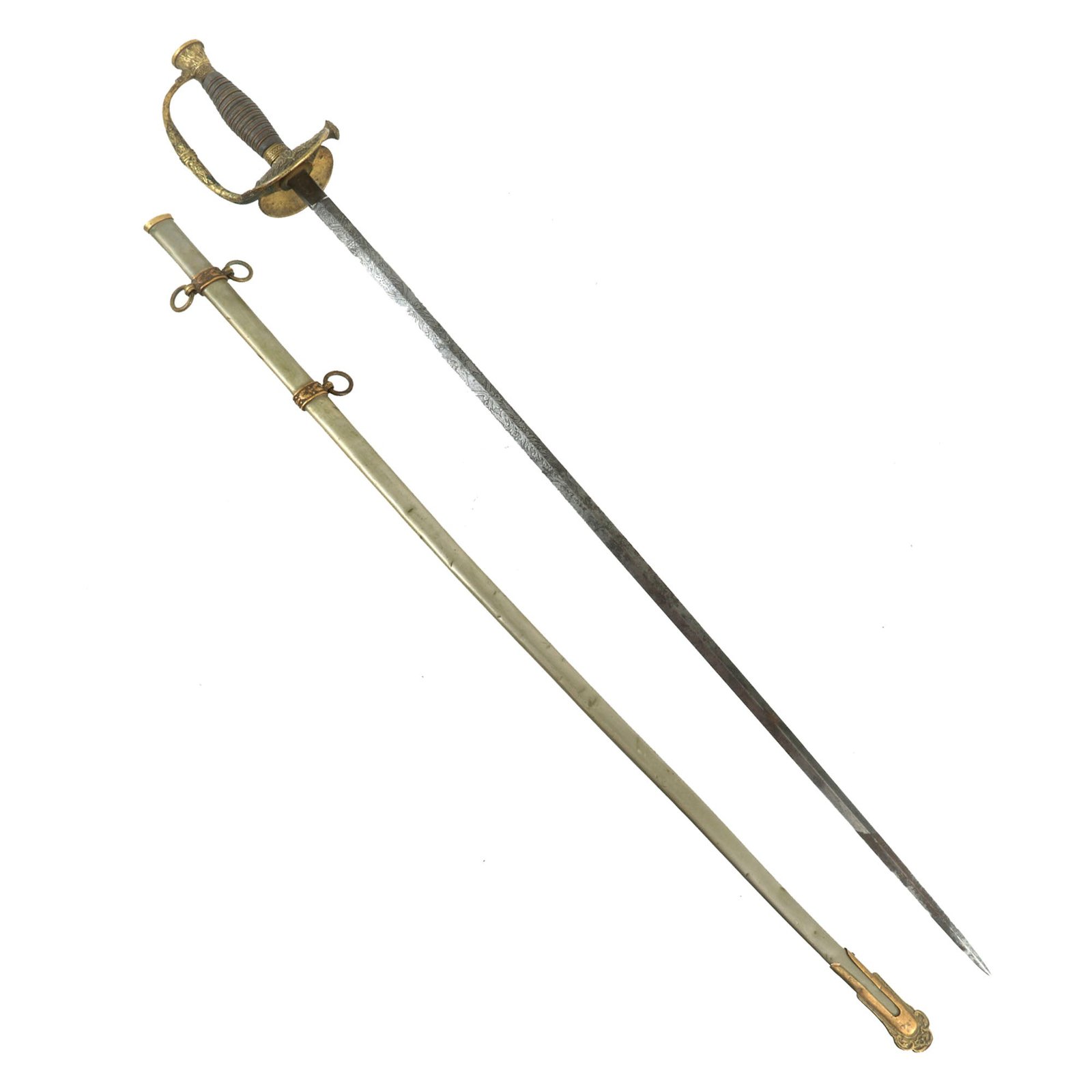 Buy Original U.S. Civil War French-Made Model 1860 Army Staff and Field Officer Sword & Scabbard by Francois Delacour & Backes & Sold by Ridabock & Co. | Original Firearms Antique For Sale